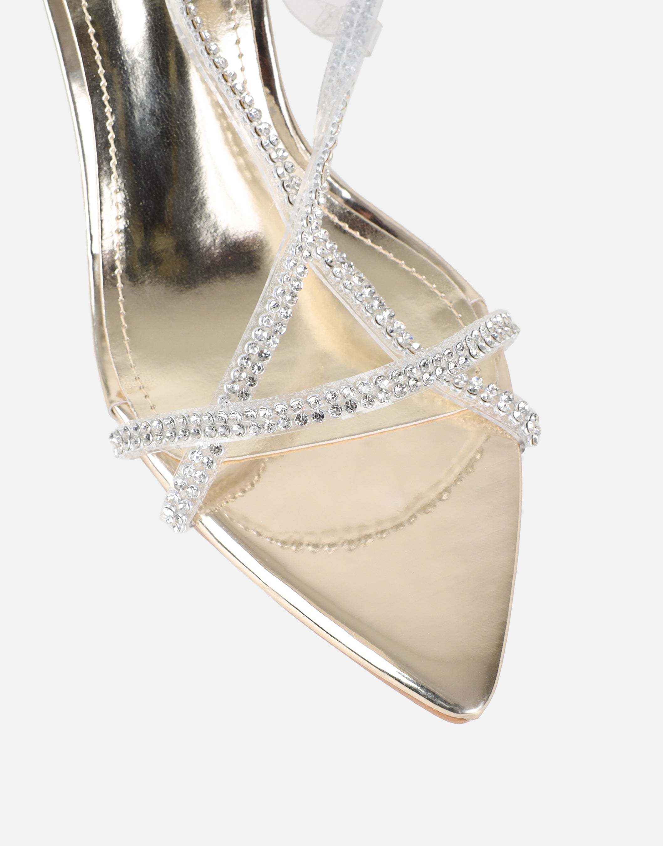 Jill gold mirror Diamante slingback heels | SIMMI London
