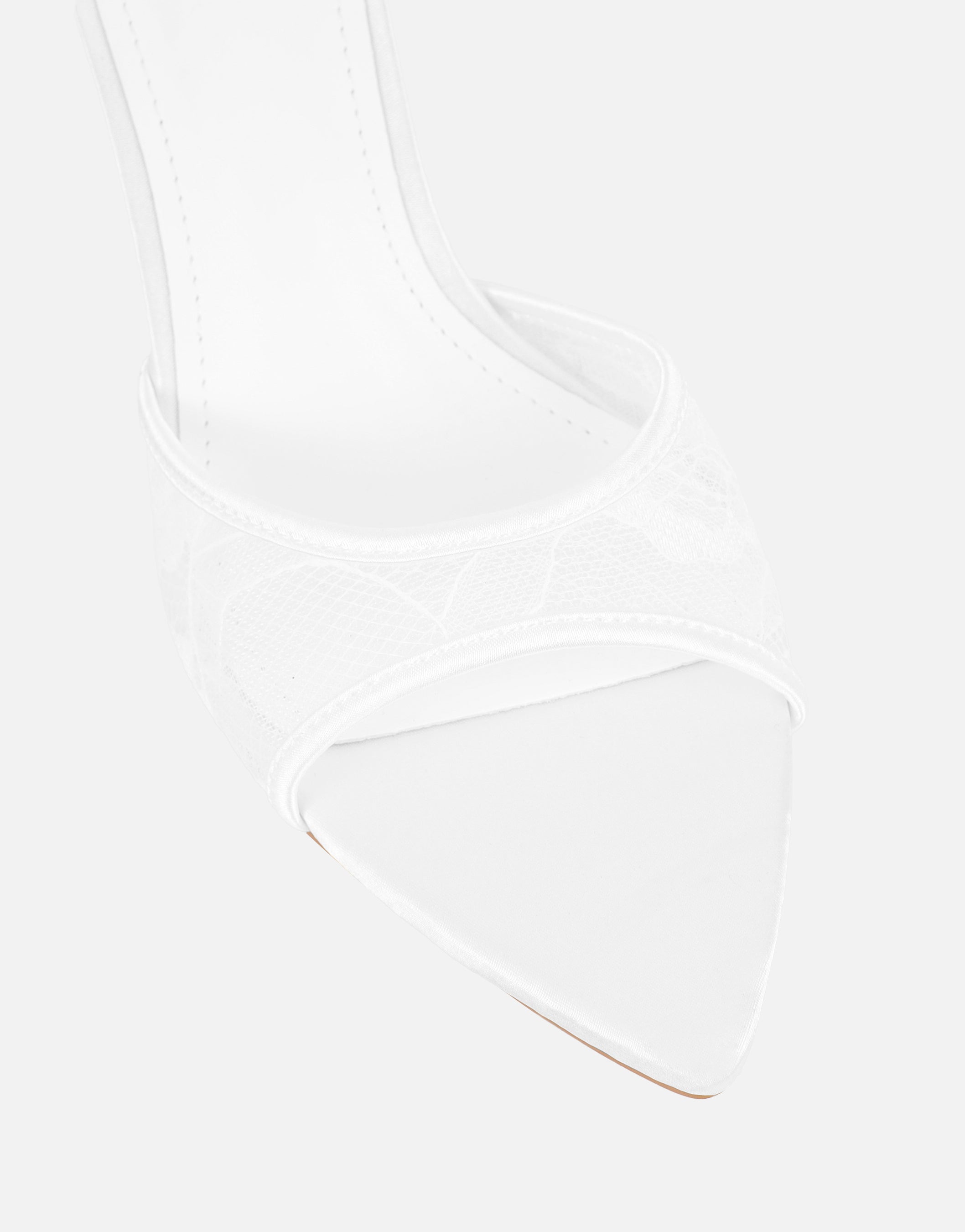 Fiorella White Lace Mules Wide Fit | SIMMI London