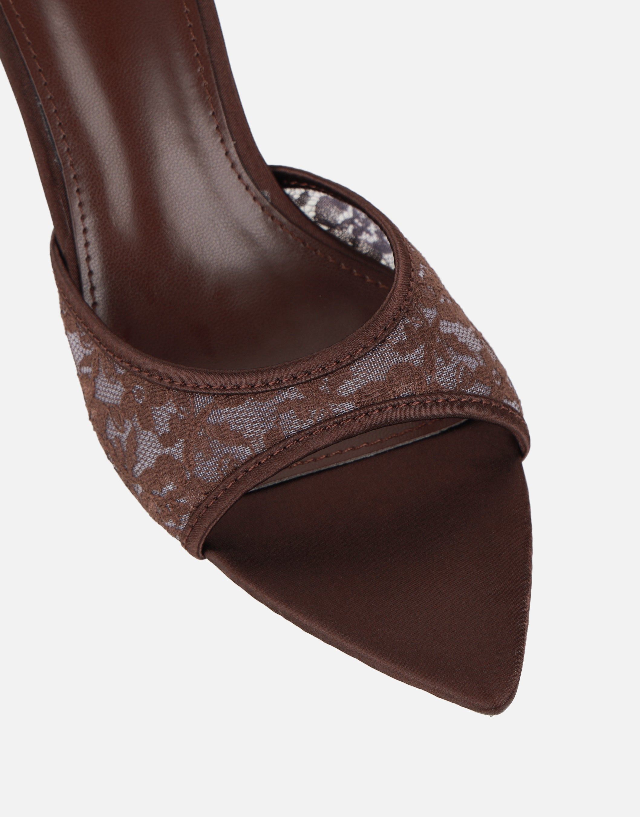 Fiorella Brown Lace Mules | SIMMI London