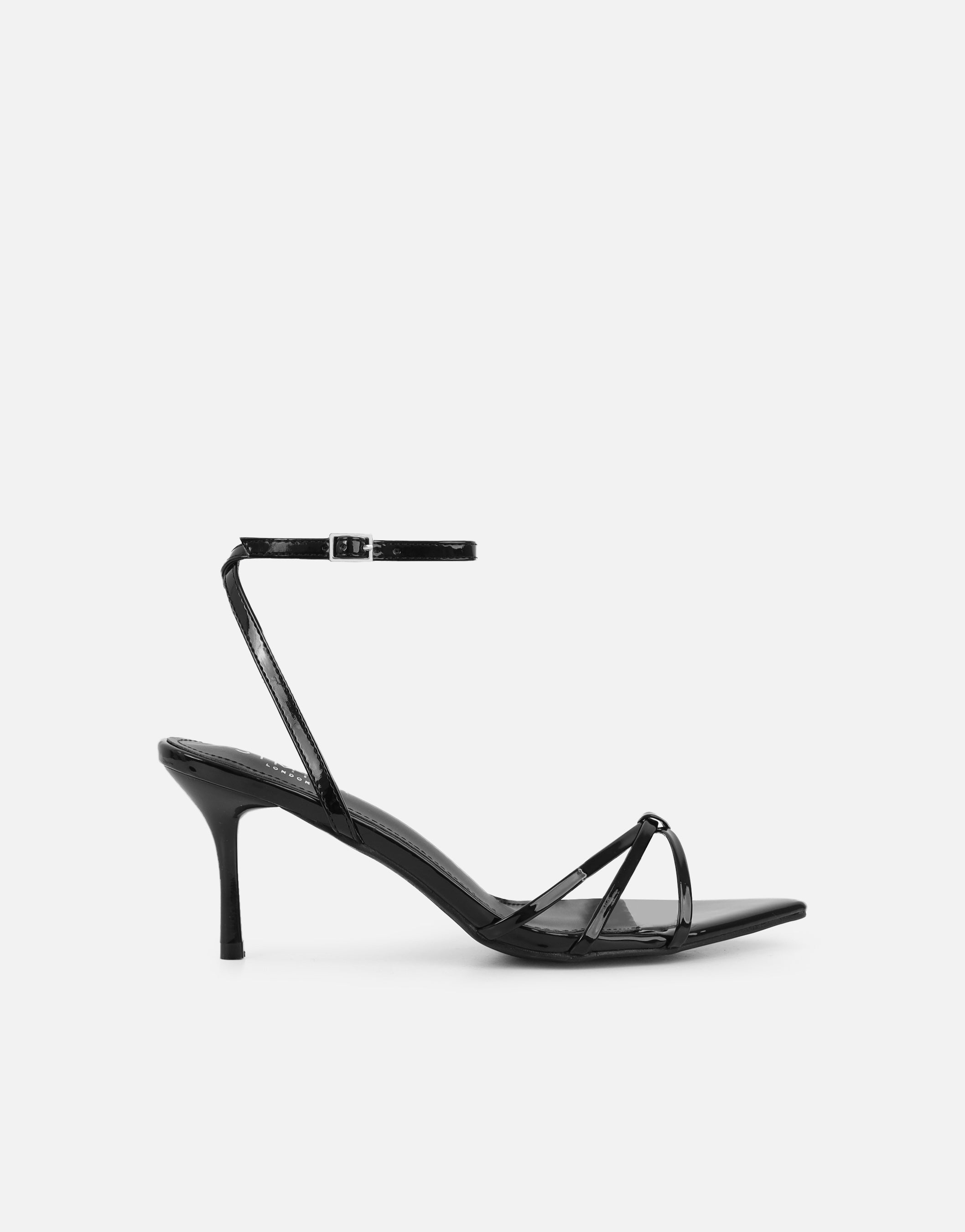 Fifi Black Patent Strappy Heeled Sandals | SIMMI London