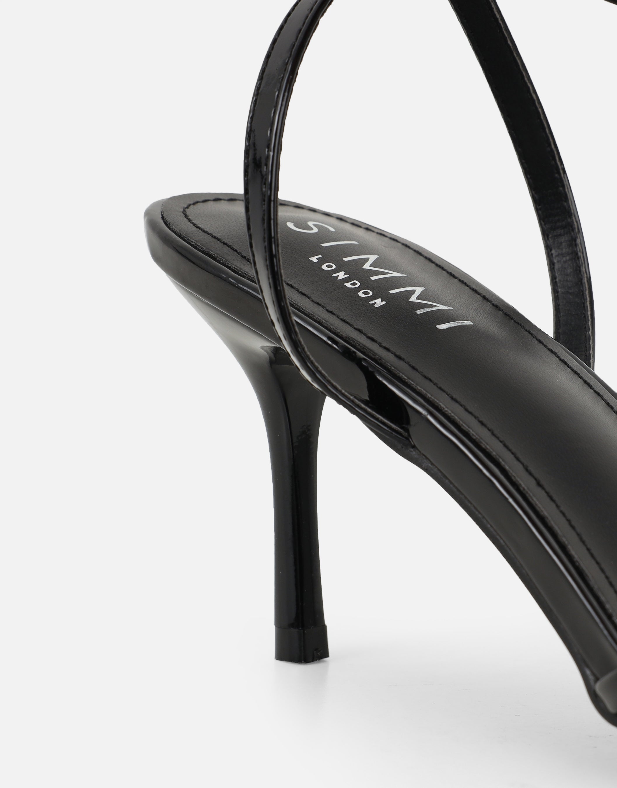 Fifi Black Patent Strappy Heeled Sandals | SIMMI London