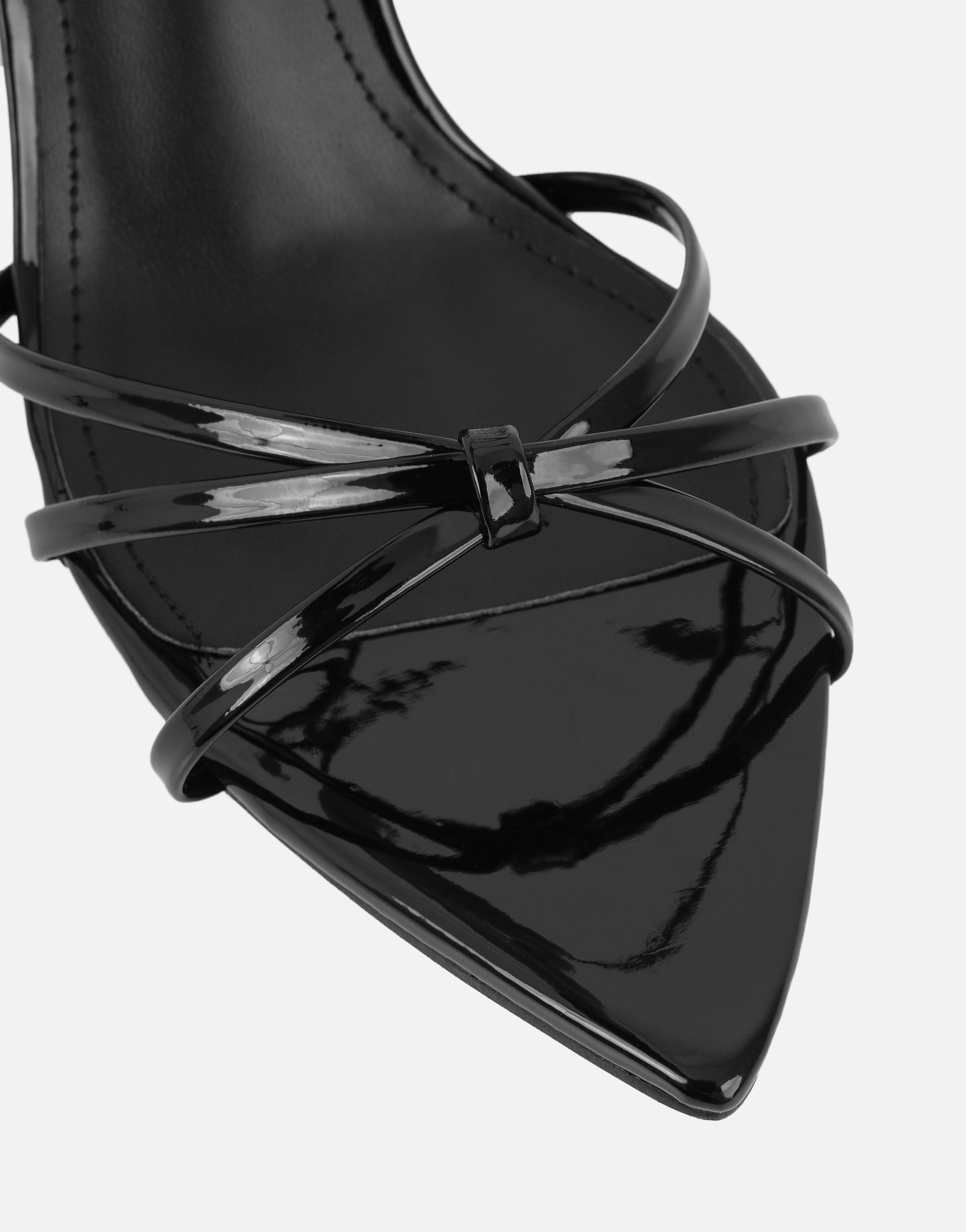 Fifi Black Patent Strappy Heeled Sandals | SIMMI London