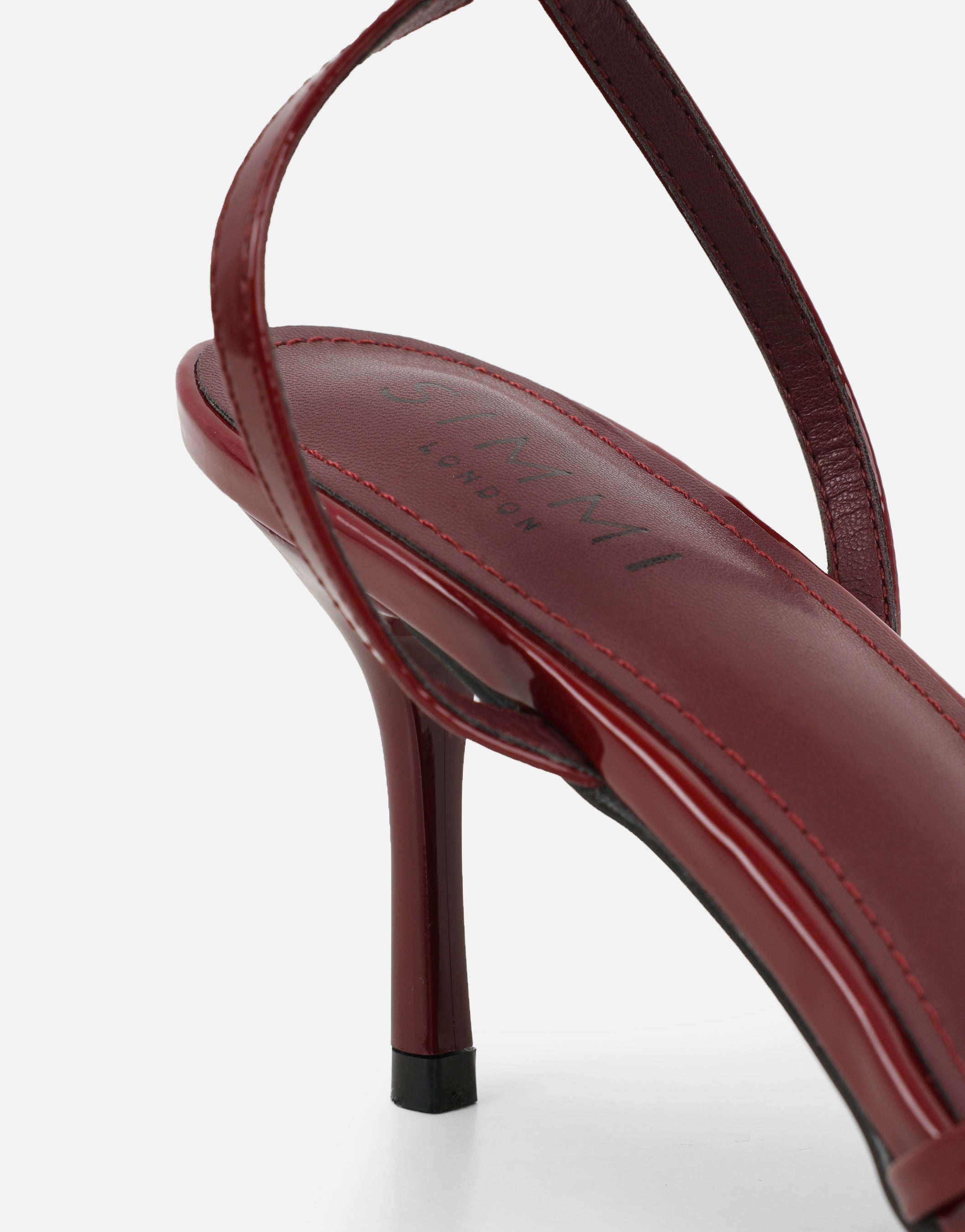 Fifi Burgundy Patent Strappy Heeled Sandals | SIMMI London