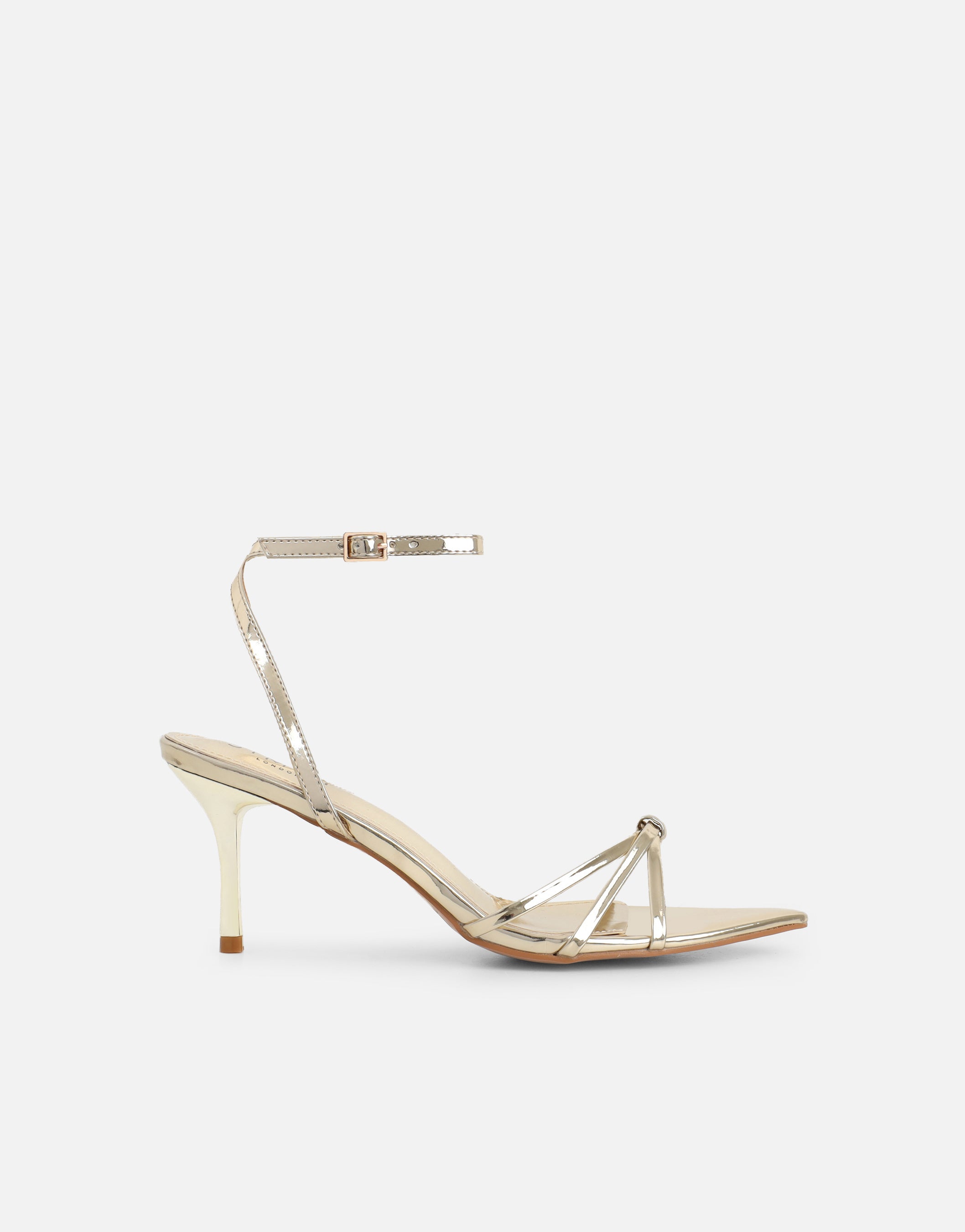 Fifi Gold Mirro Strappy Heeled Sandals | SIMMI London