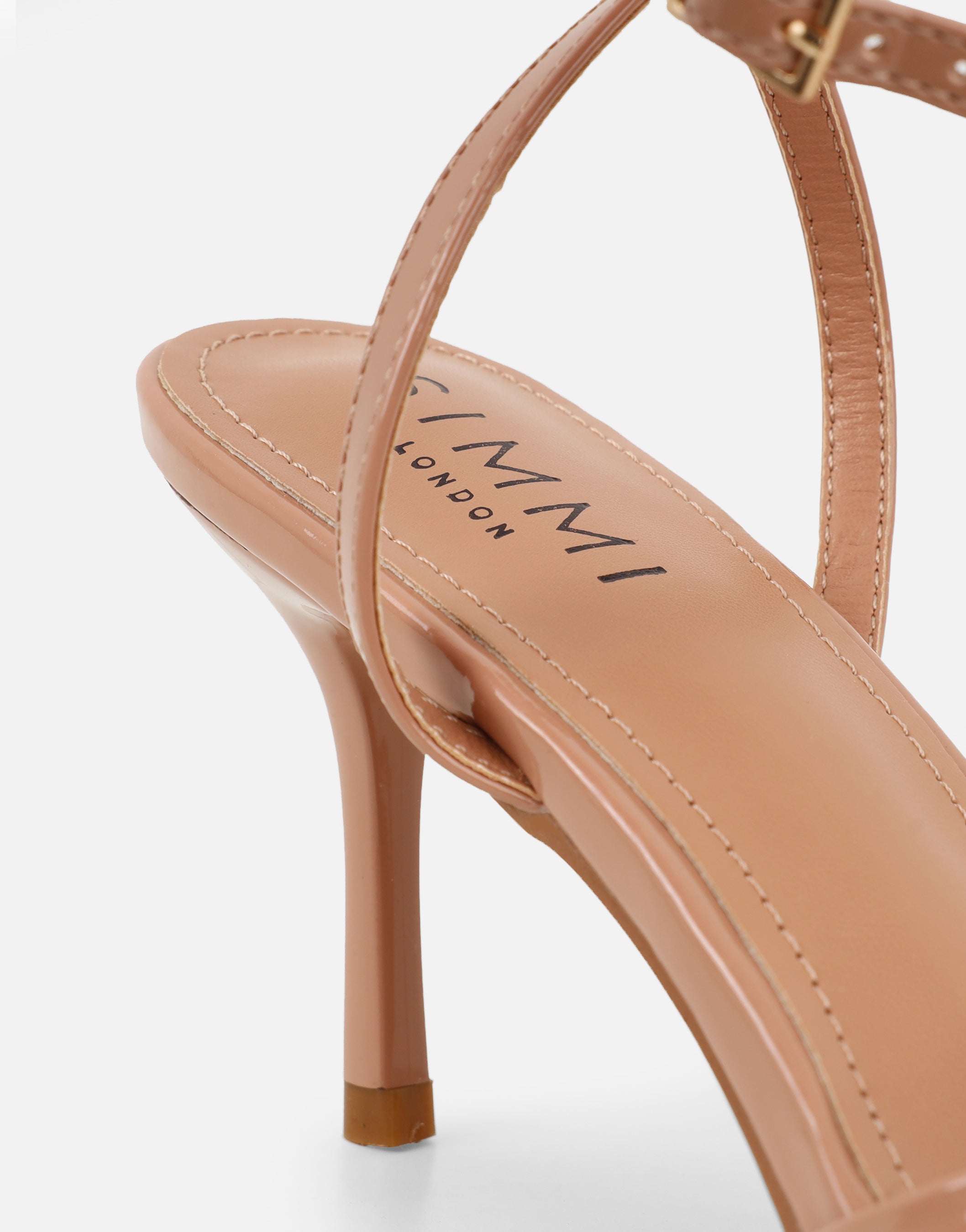 Fifi Nude Patent Strappy Heeled Sandals | SIMMI London