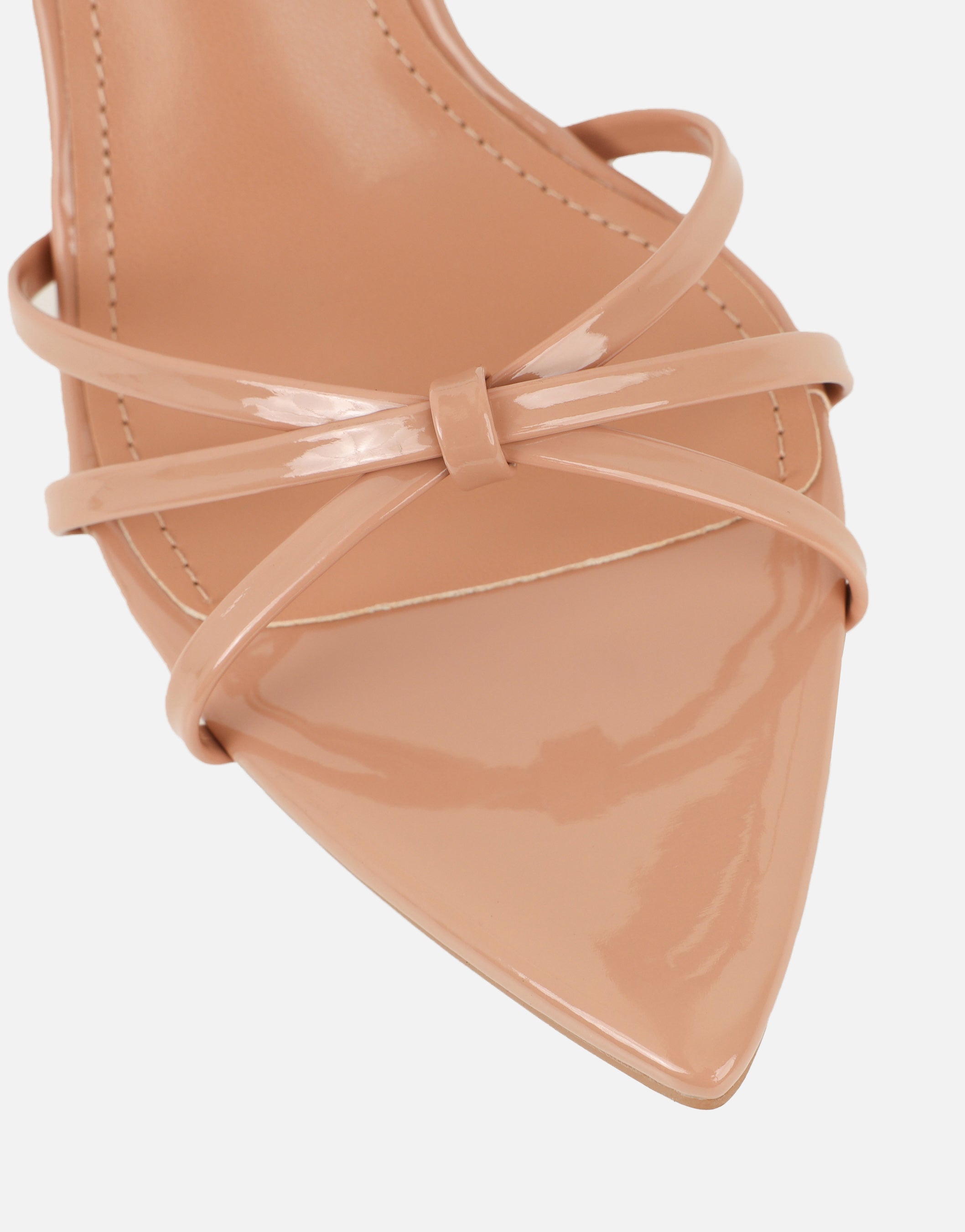 Fifi Nude Patent Strappy Heeled Sandals | SIMMI London