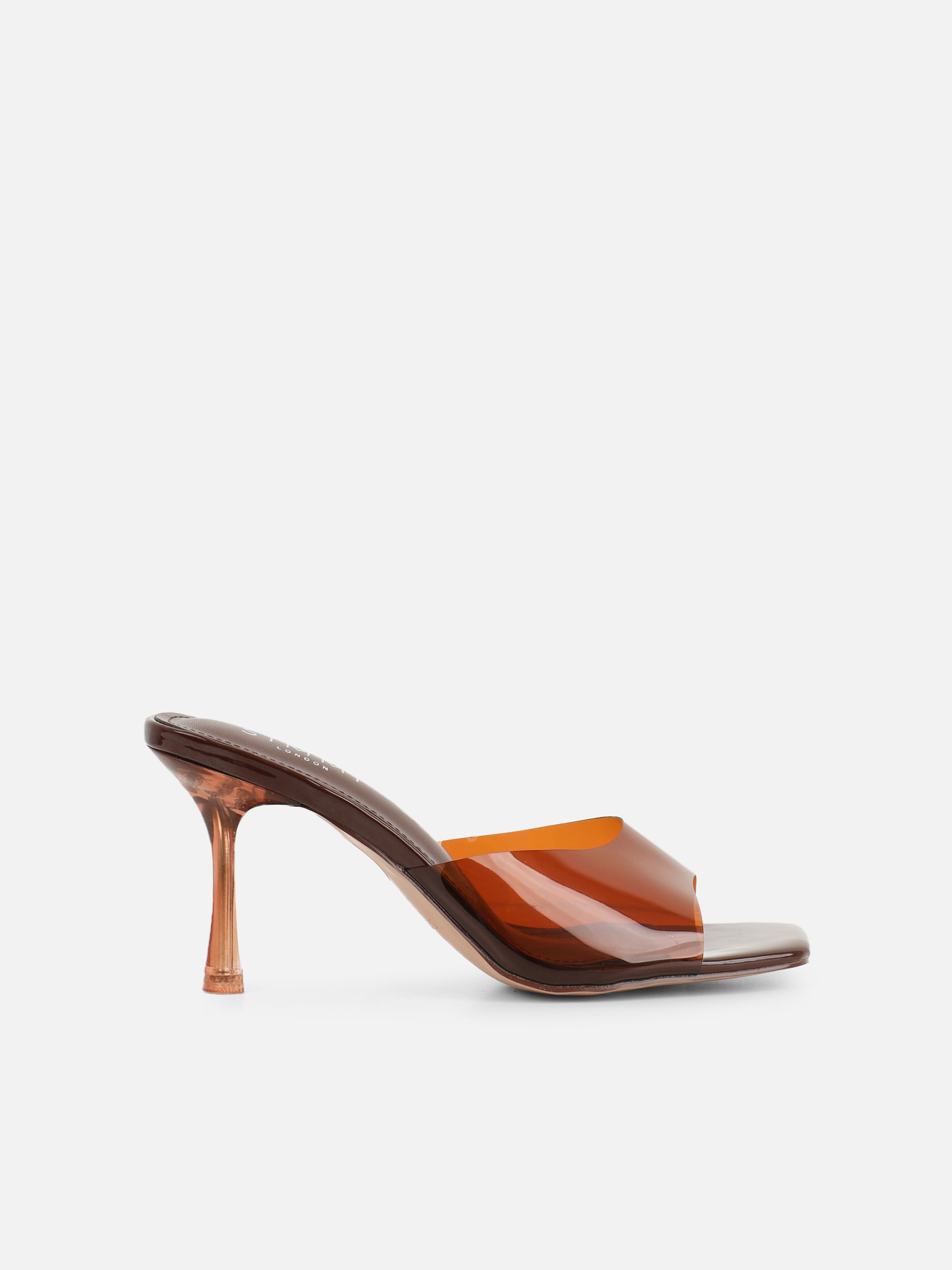 Josephine Clear Brown Heeled Sandals | SIMMI London