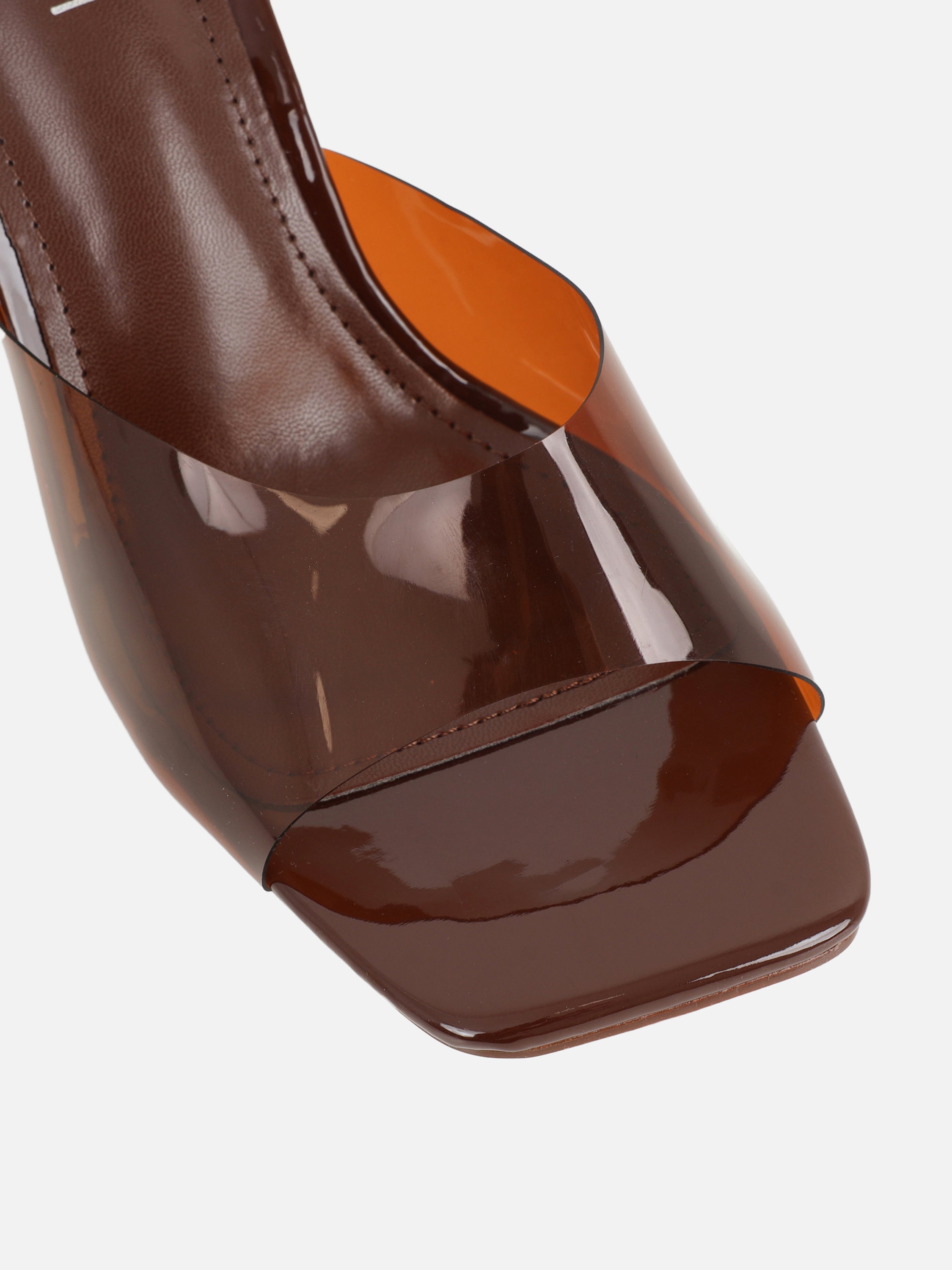 Josephine Clear Brown Heeled Sandals | SIMMI London