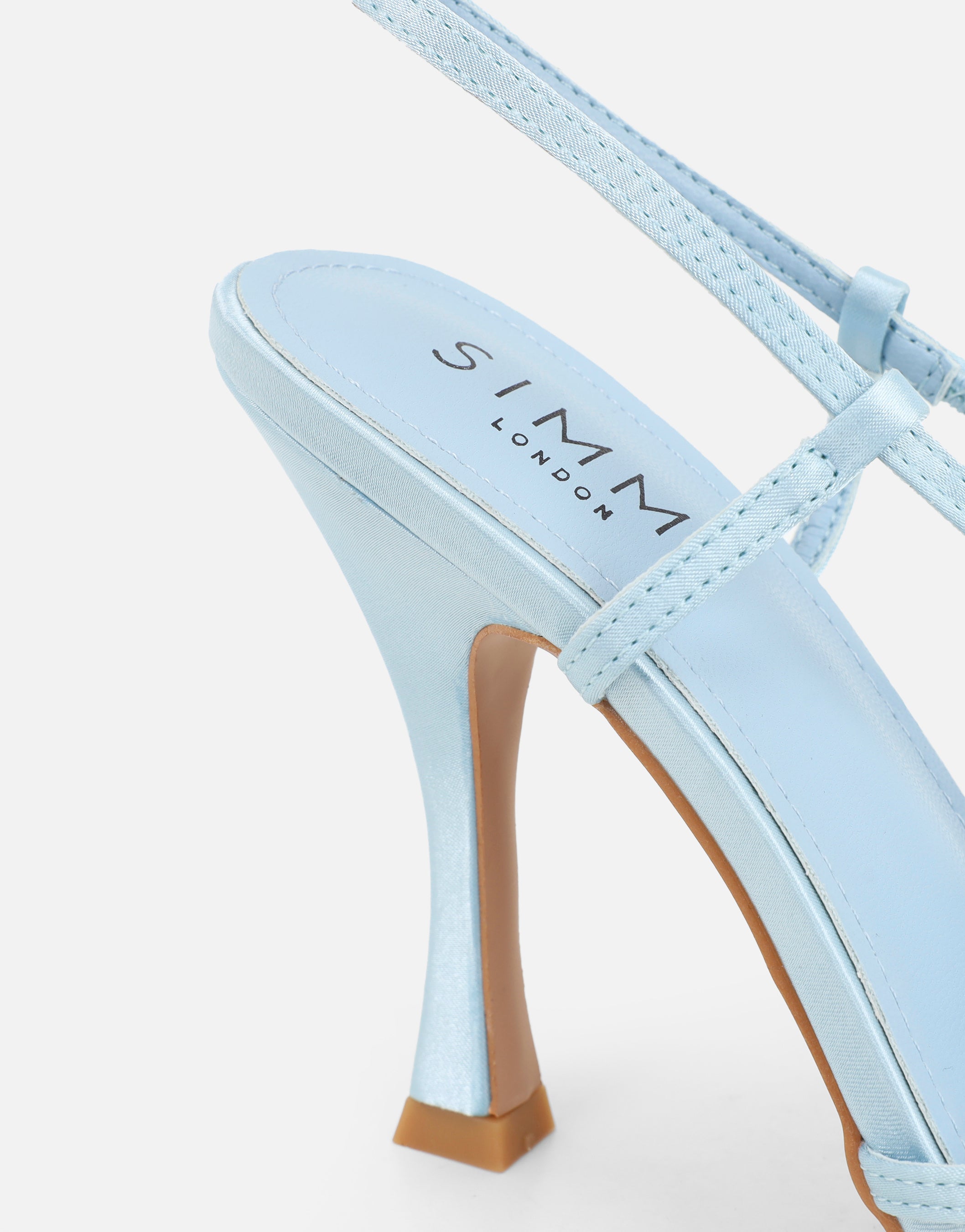 Lulu Blue Satin Mesh Flower Heeled Sandals | SIMMI London