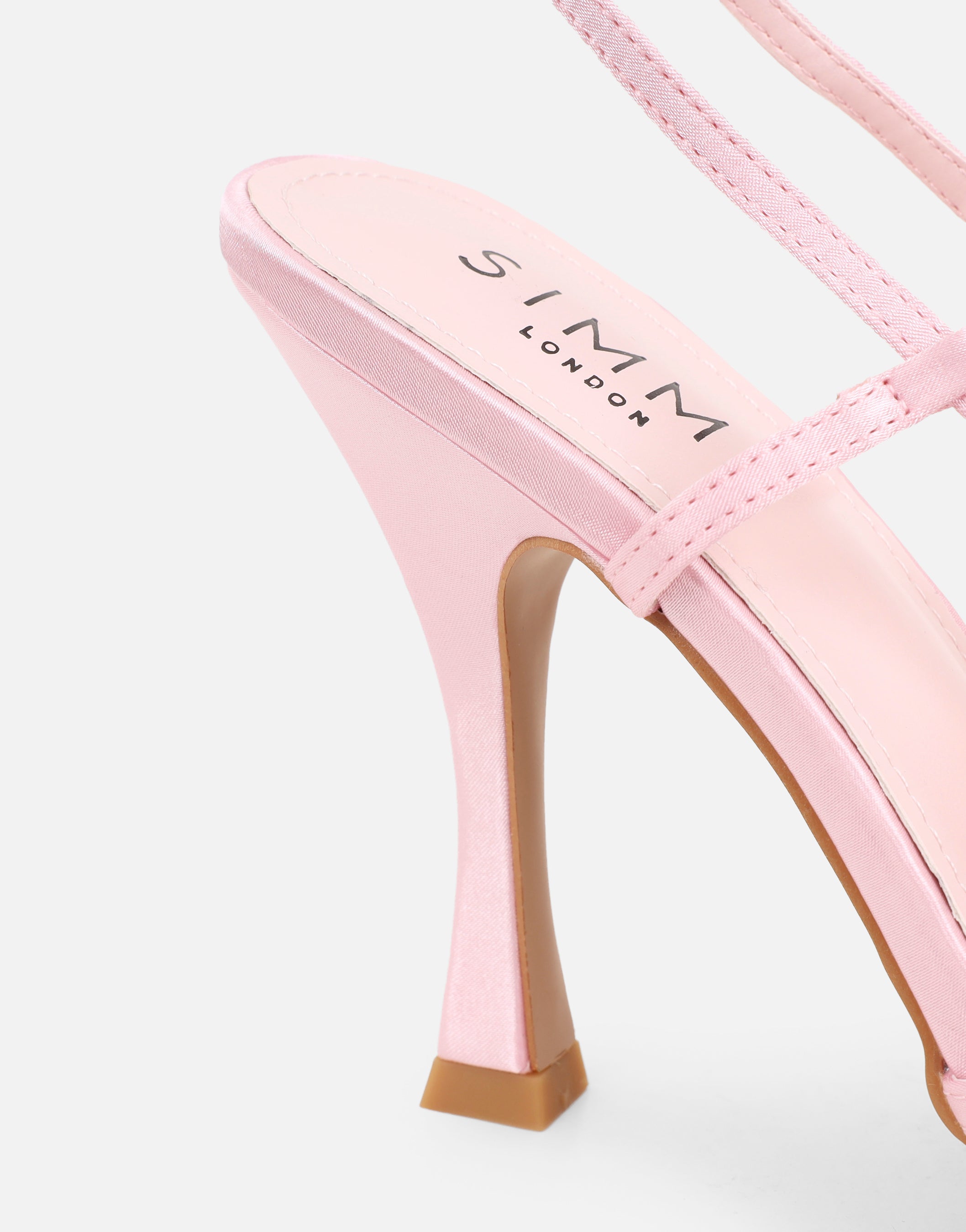 Lulu Pink Satin Mesh Flower Heeled Sandals | SIMMI London