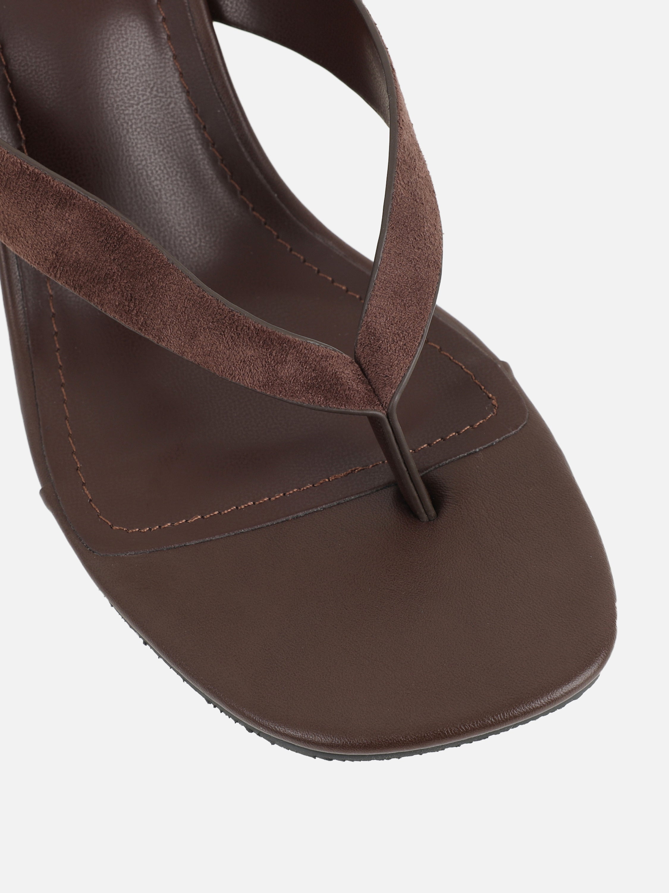 Jules Brown Suede Toe Post Wedge Sandals Wide Fit | SIMMI London