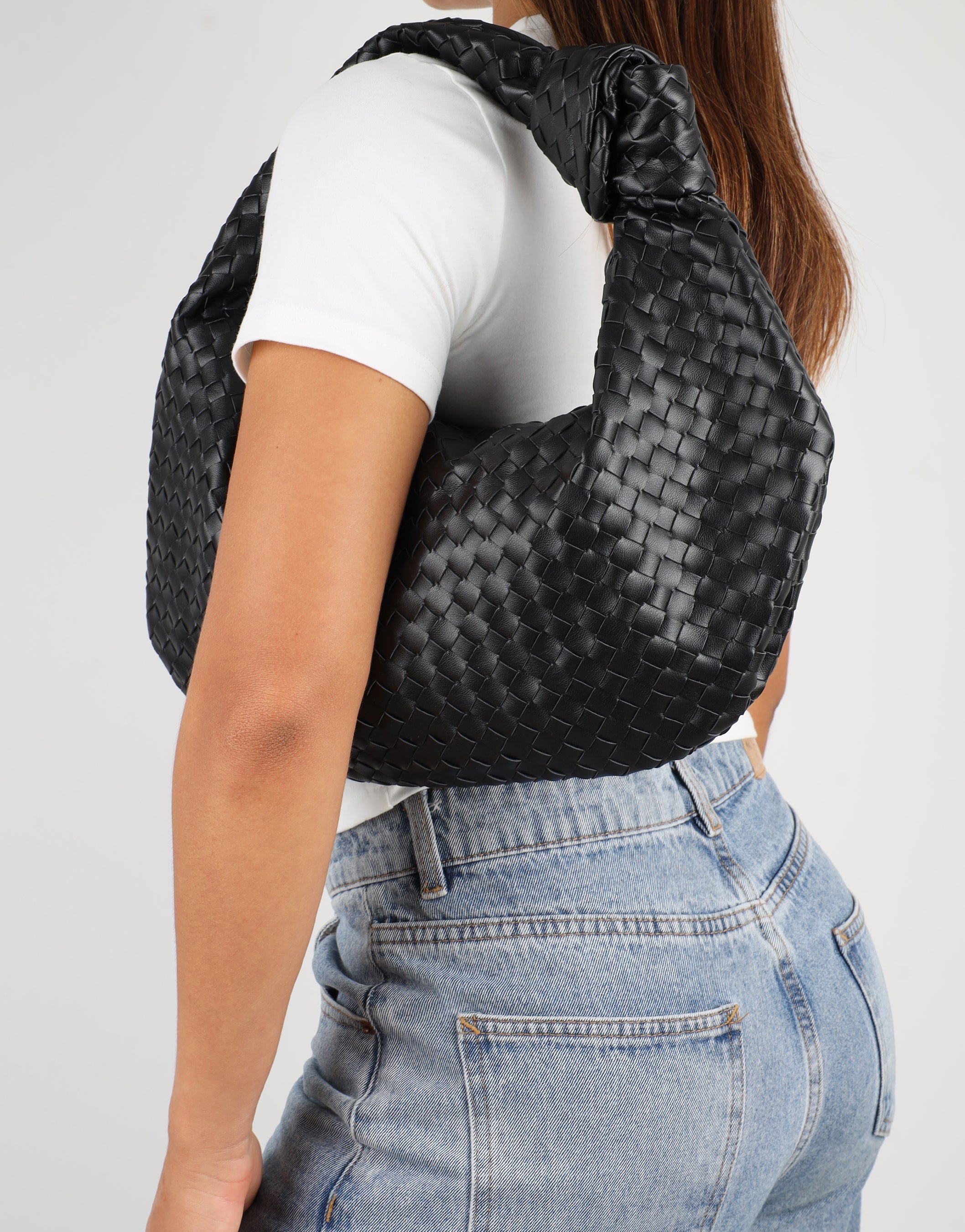 Justine Woven Black Bag | SIMMI London