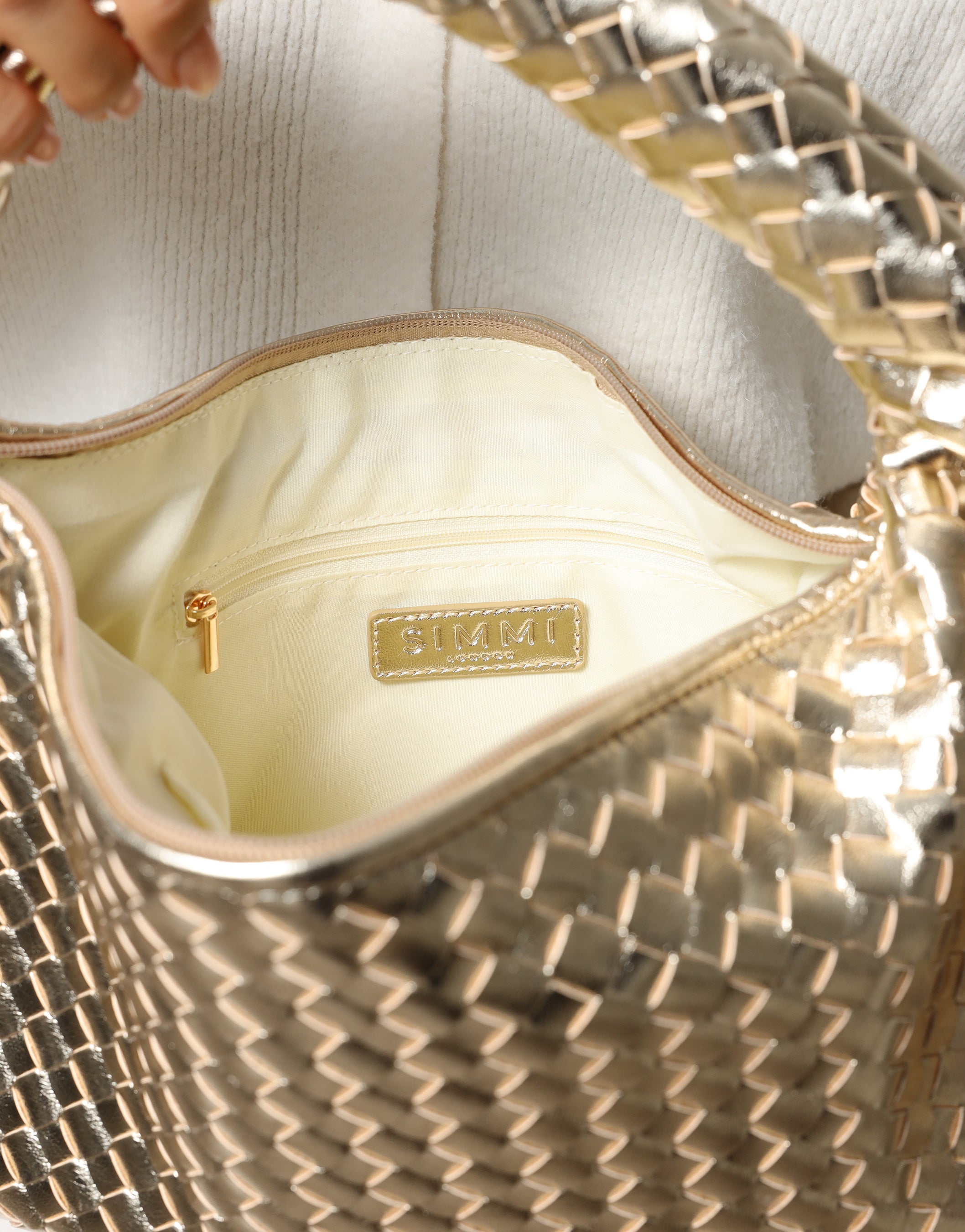 Justine Woven Gold Bag | SIMMI London