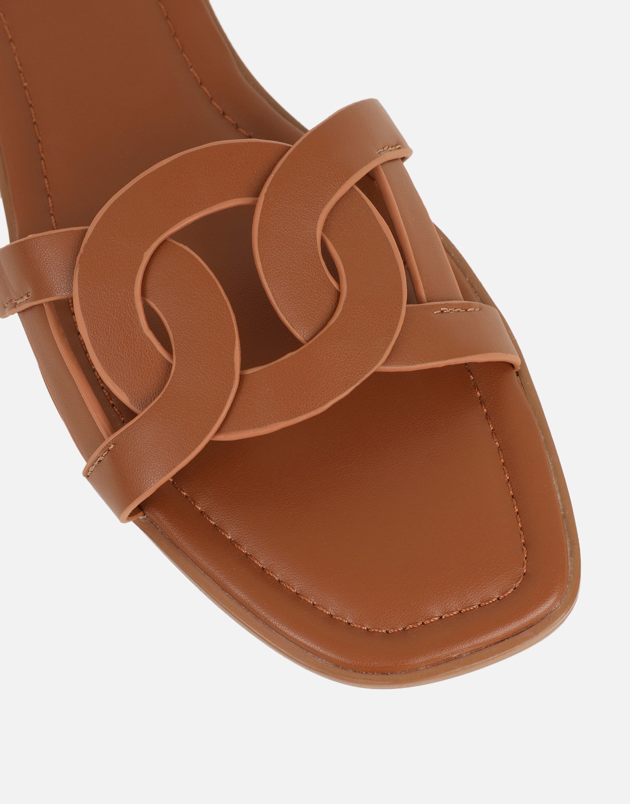 Laurel Tan Flat Sandals | SIMMI London