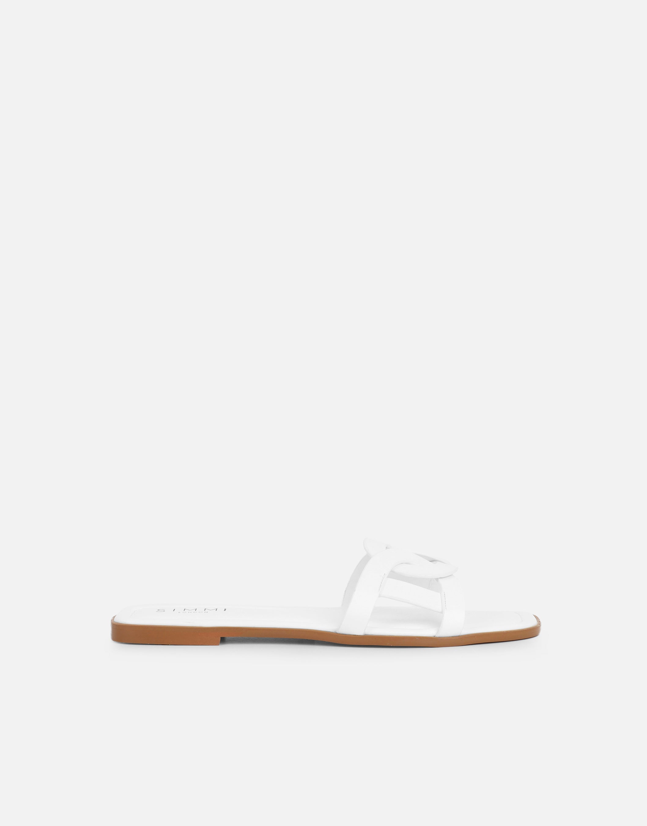Laurel White Flat Sandals | SIMMI London