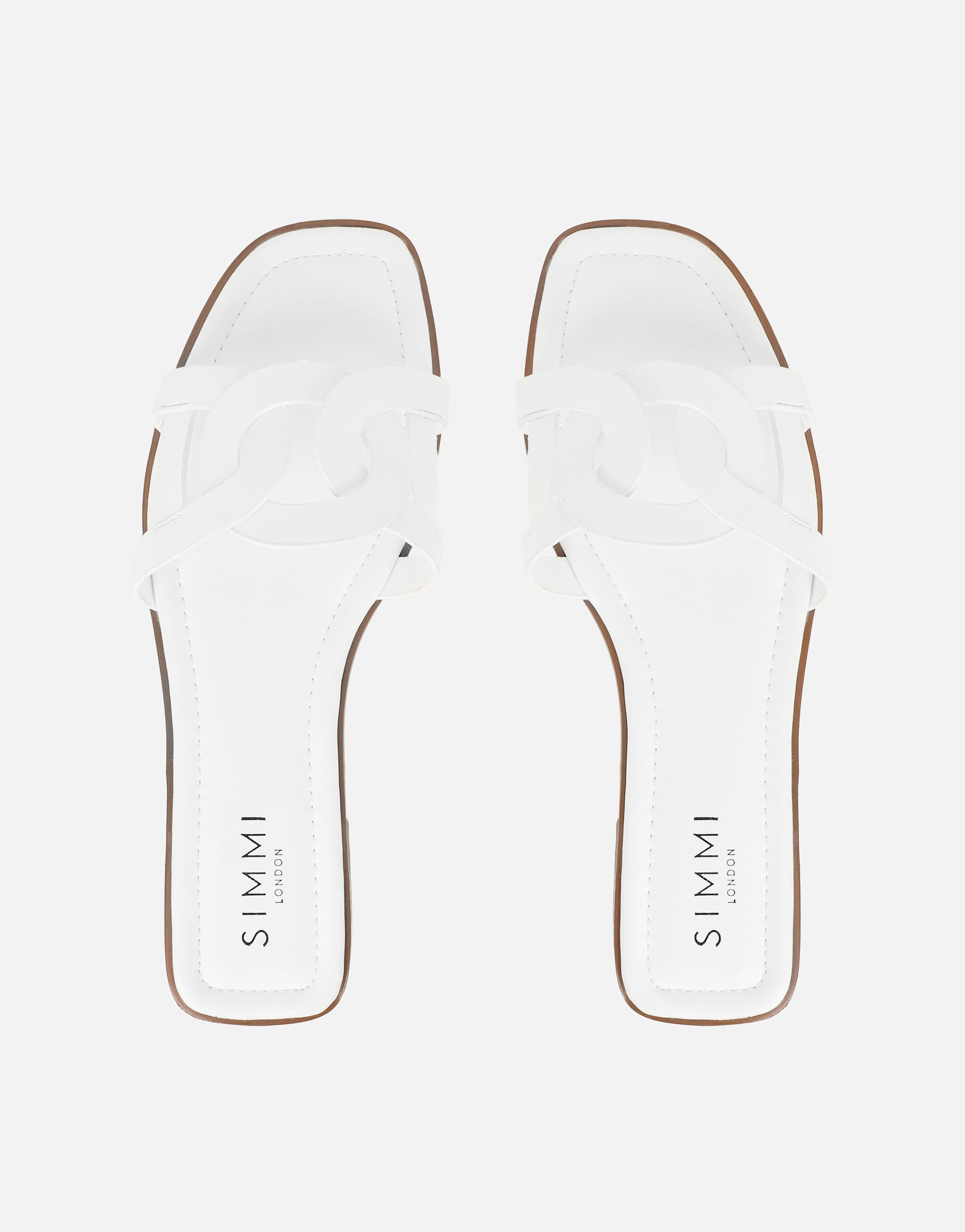 Laurel White Flat Sandals | SIMMI London