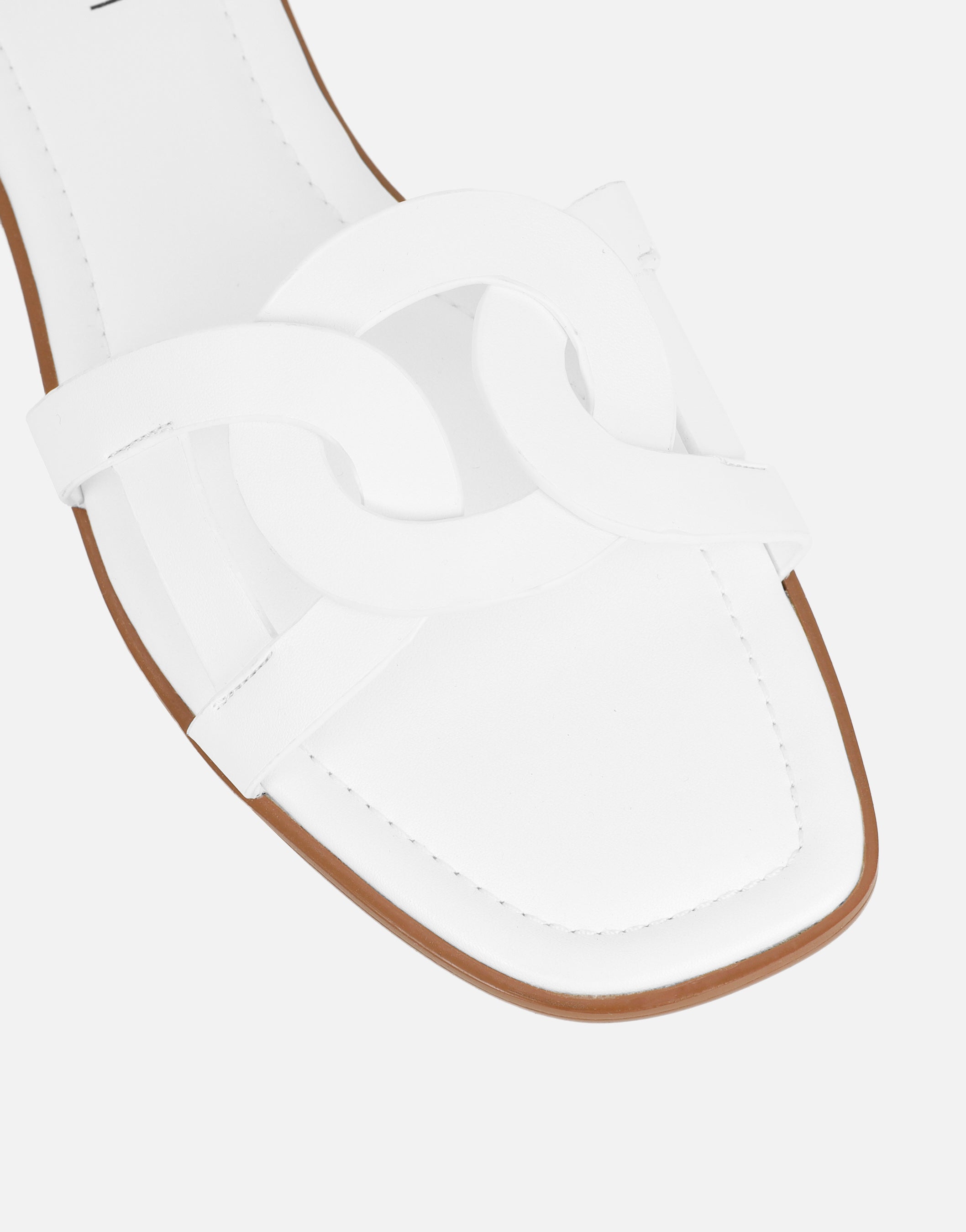 Laurel White Flat Sandals | SIMMI London