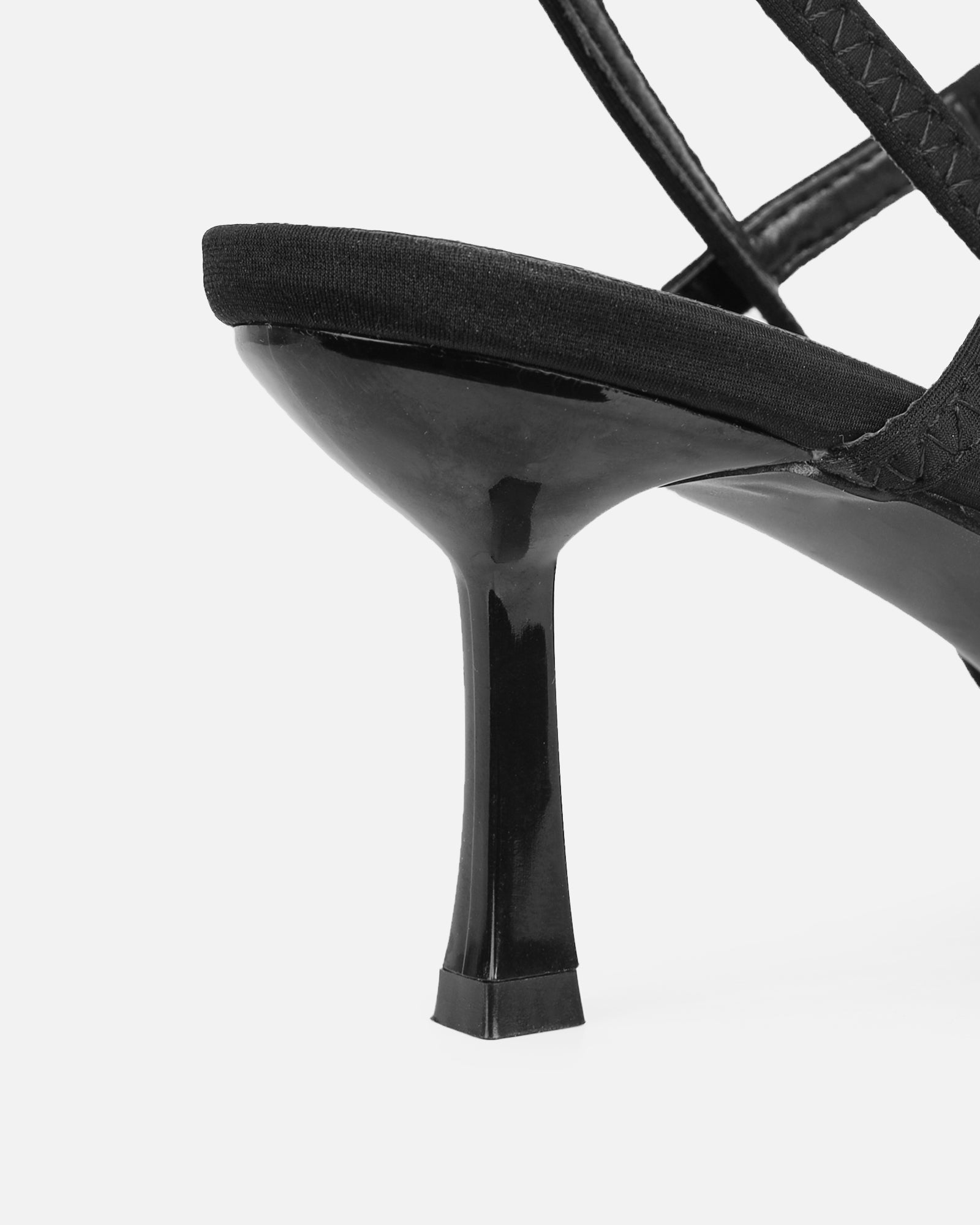 Karson Black Lycra Strappy Heeled Sandals | SIMMI London