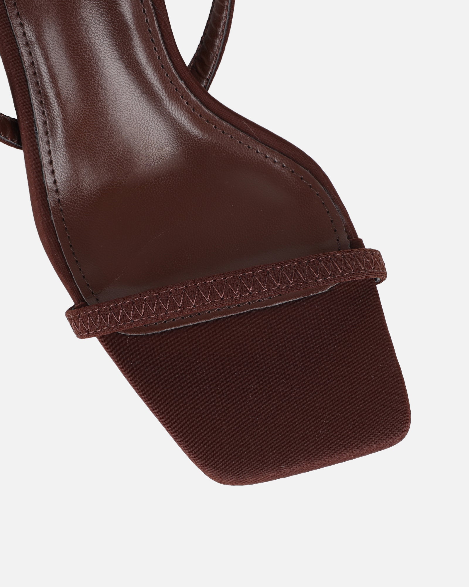 Karson Chocolate Lycra Strappy Heeled Sandals | SIMMI London