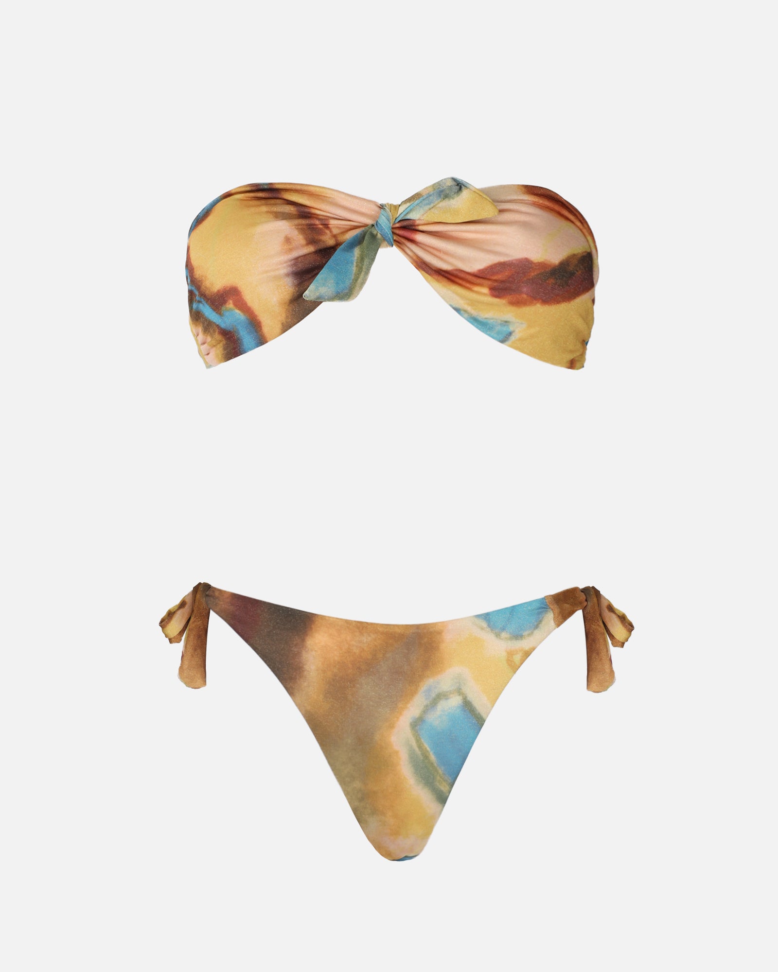 Lei Bandeau Multi Abstract Print Bikini Set