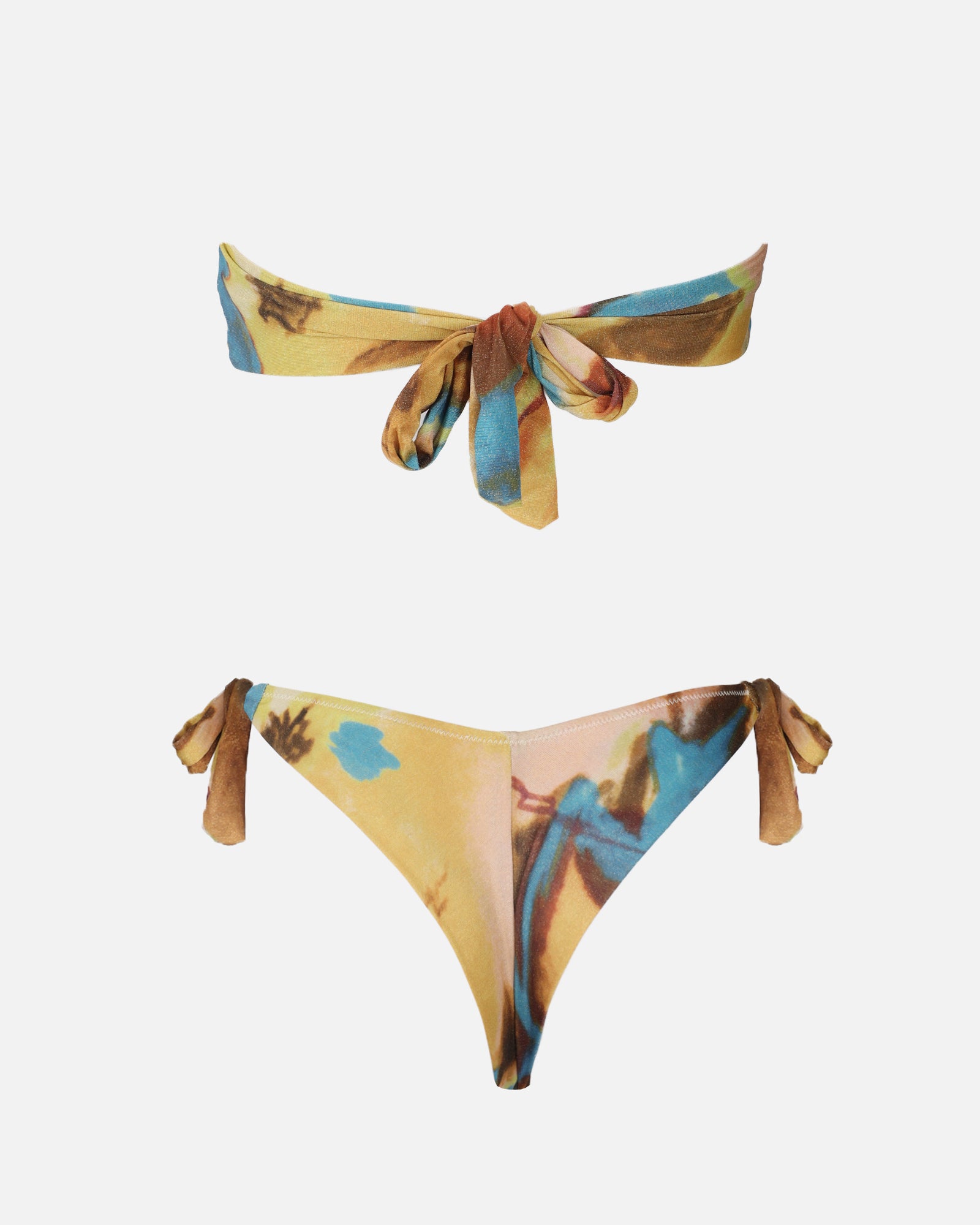 Lei Bandeau Multi Abstract Print Bikini Set