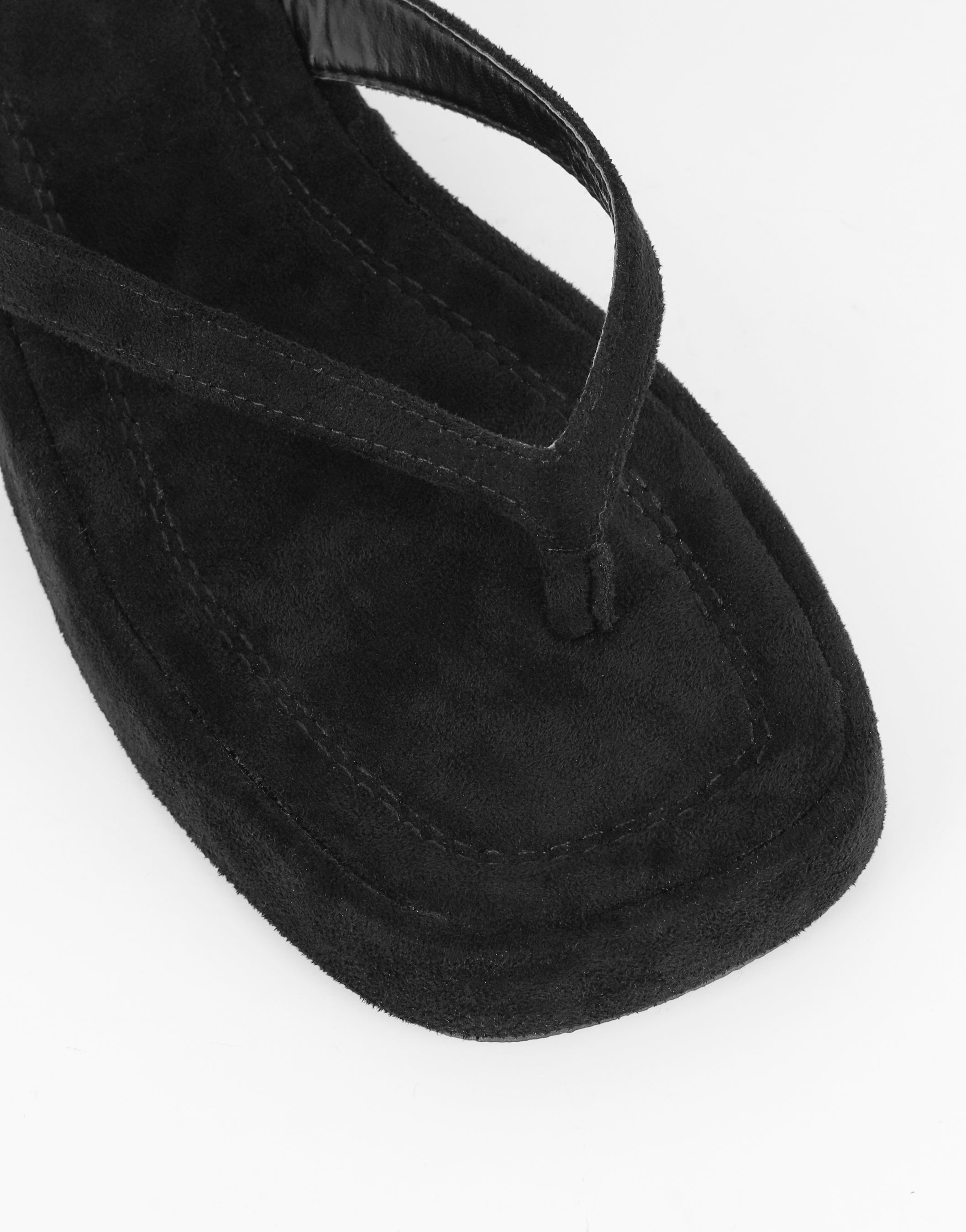 Kimmie Black Suede Flatform Toe Thong Sandals | SIMMI London