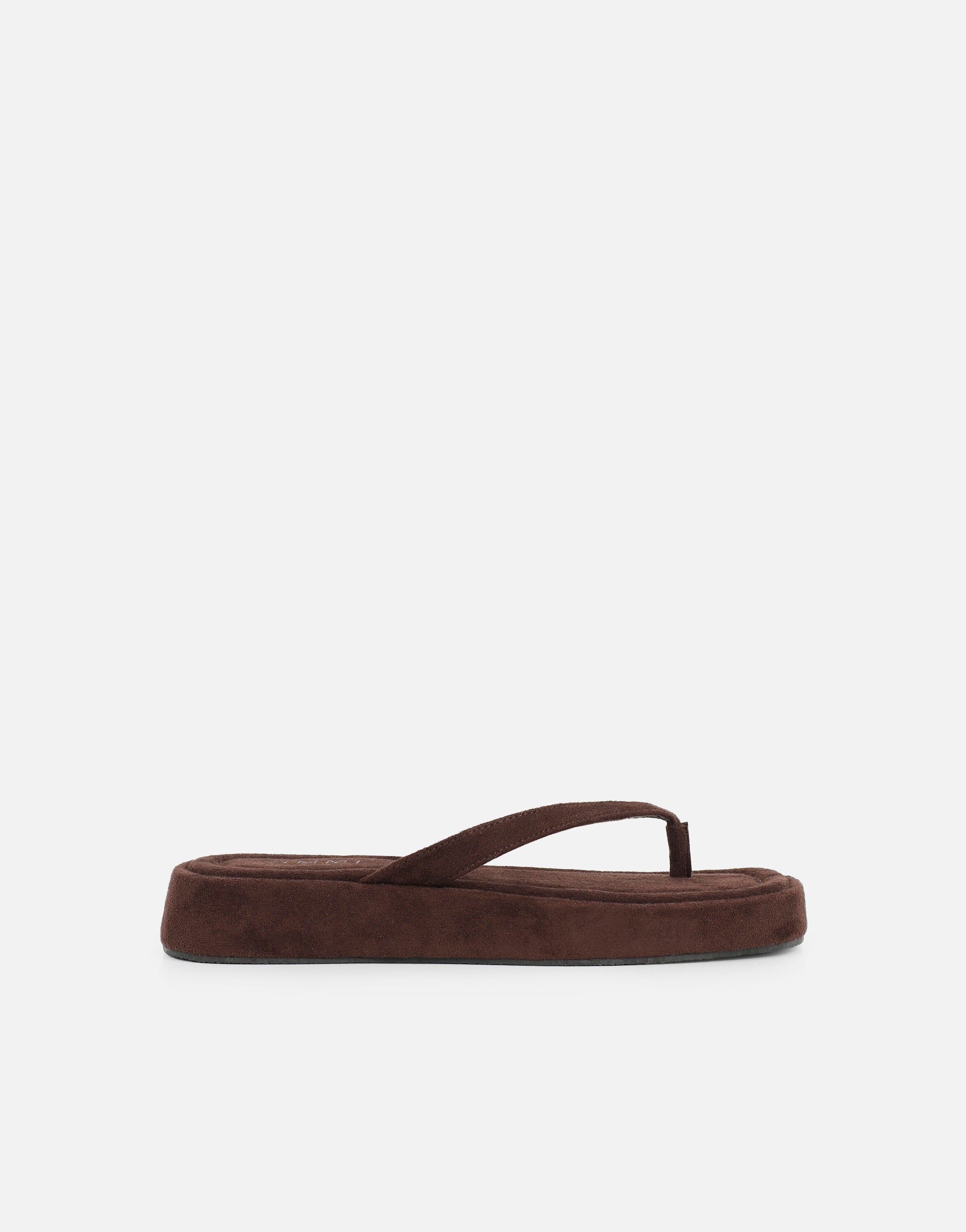 Kimmie Brown Suede Flatform Toe Thong Sandals | SIMMI London