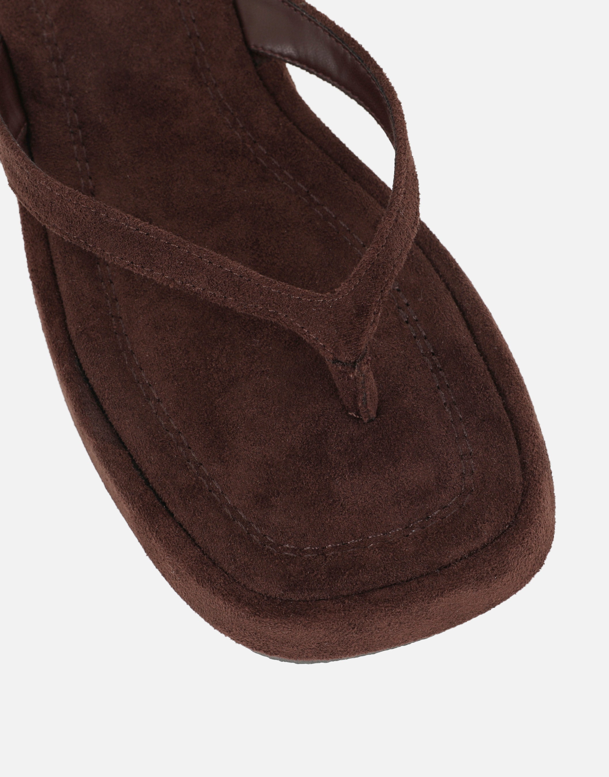 Kimmie Brown Suede Flatform Toe Thong Sandals | SIMMI London