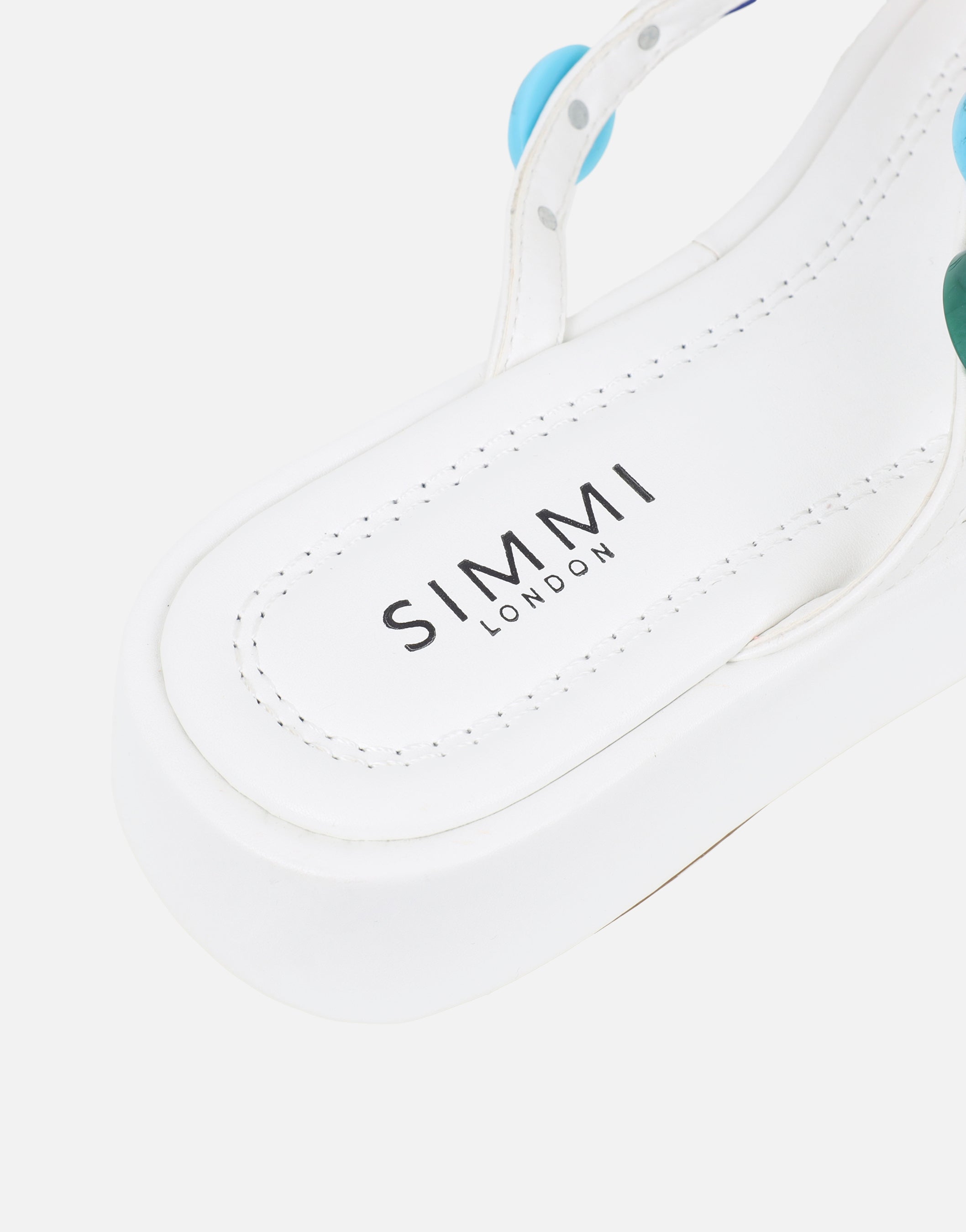 Daisy White Embellished Flatform Sandals | SIMMI London