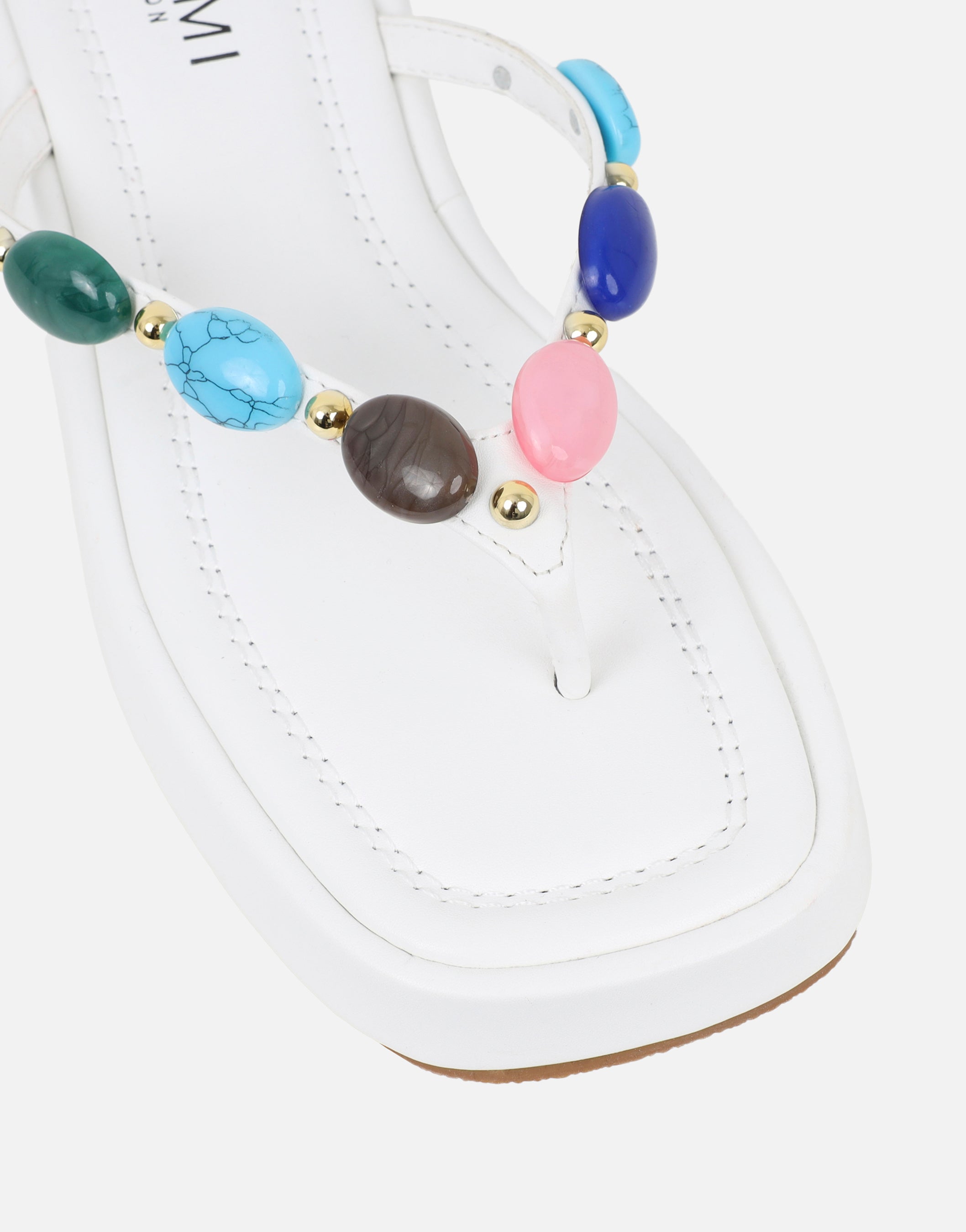 Daisy White Embellished Flatform Sandals | SIMMI London