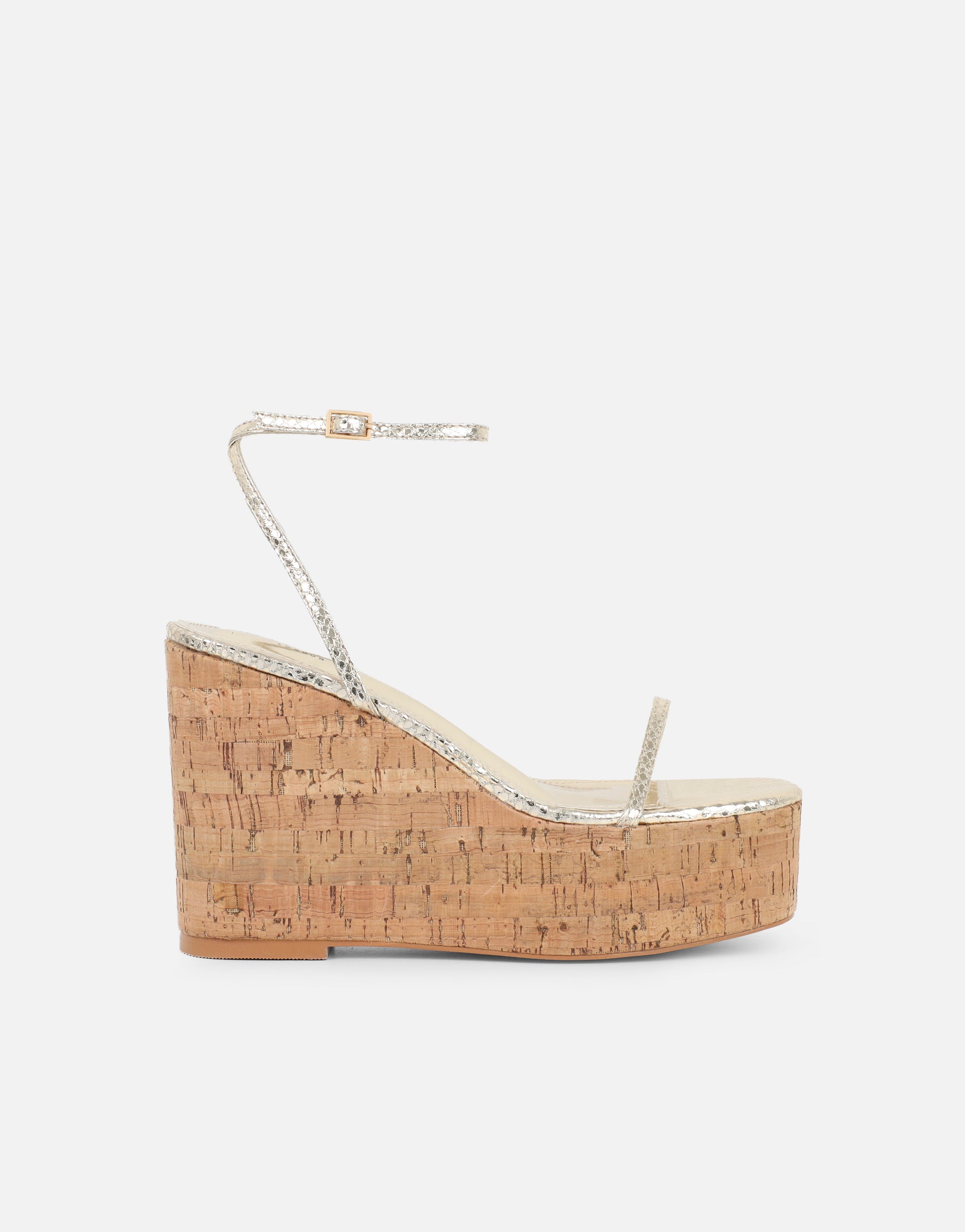 Kitty Gold Snake Wedge Heeled Sandals | SIMMI London