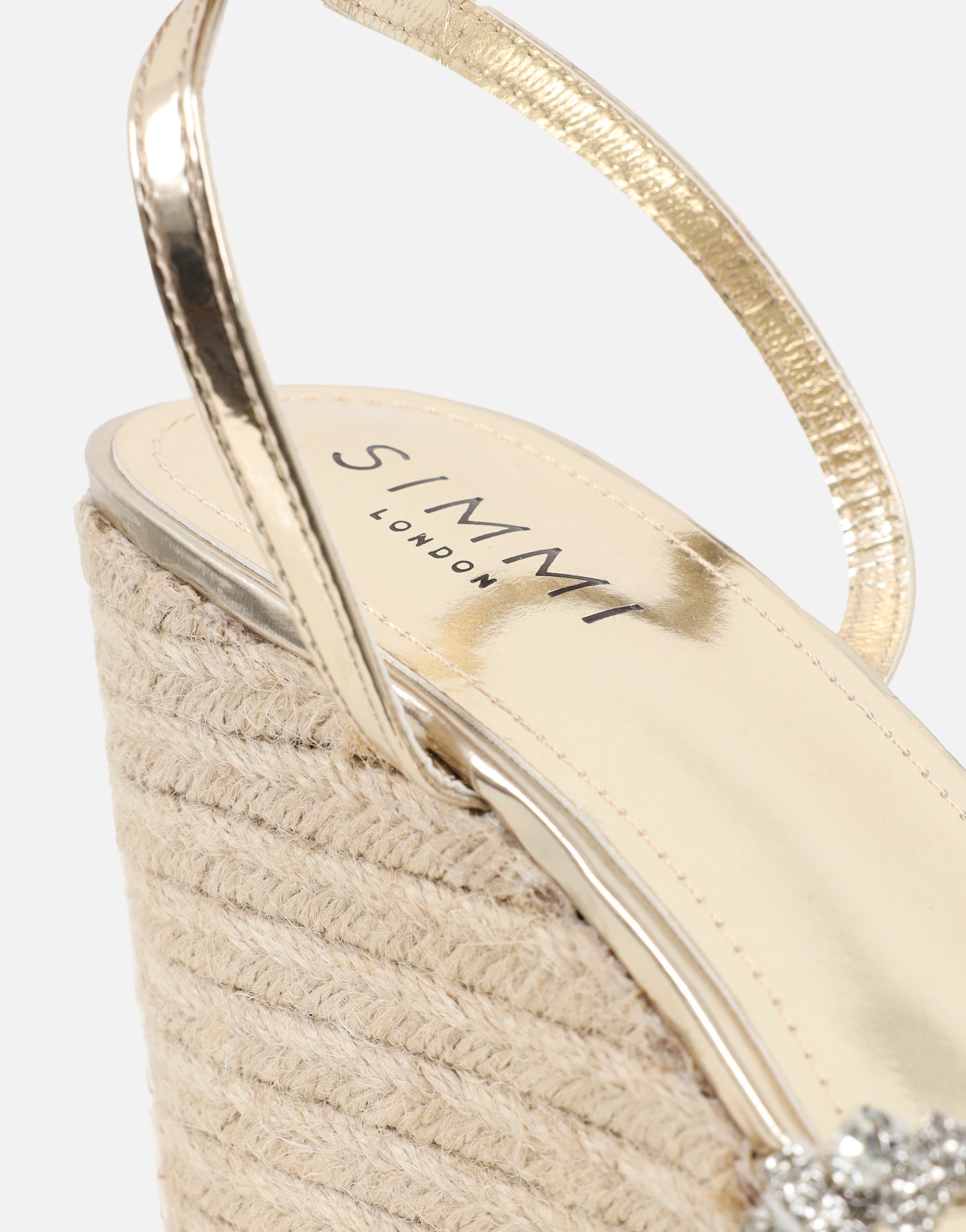 Kat Gold Mirror Diamante Wedge Heeled Sandals | SIMMI London