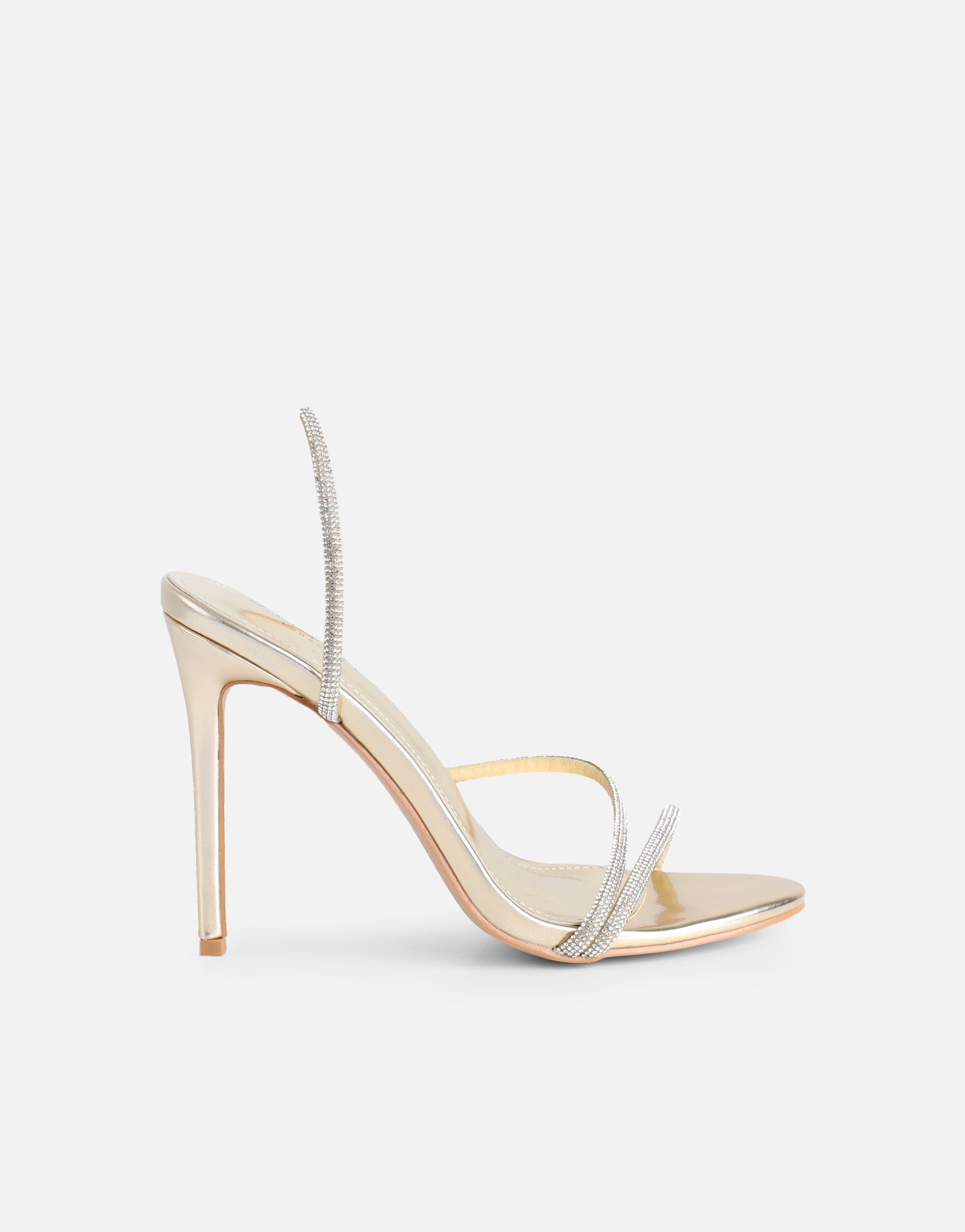 Kristin Gold Metallic Diamante Slingback Heels | SIMMI London