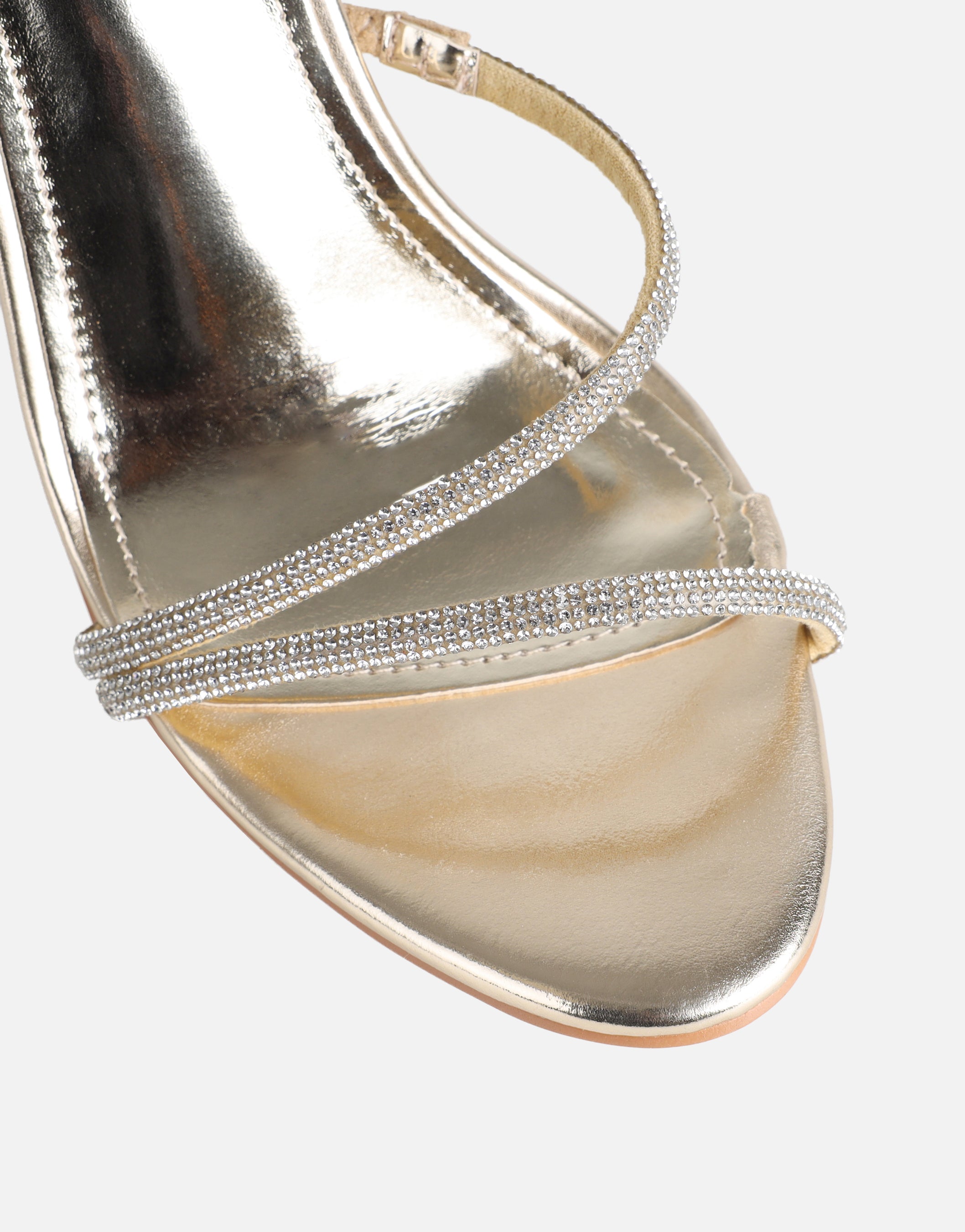 Kristin Gold Metallic Diamante Slingback Heels | SIMMI London
