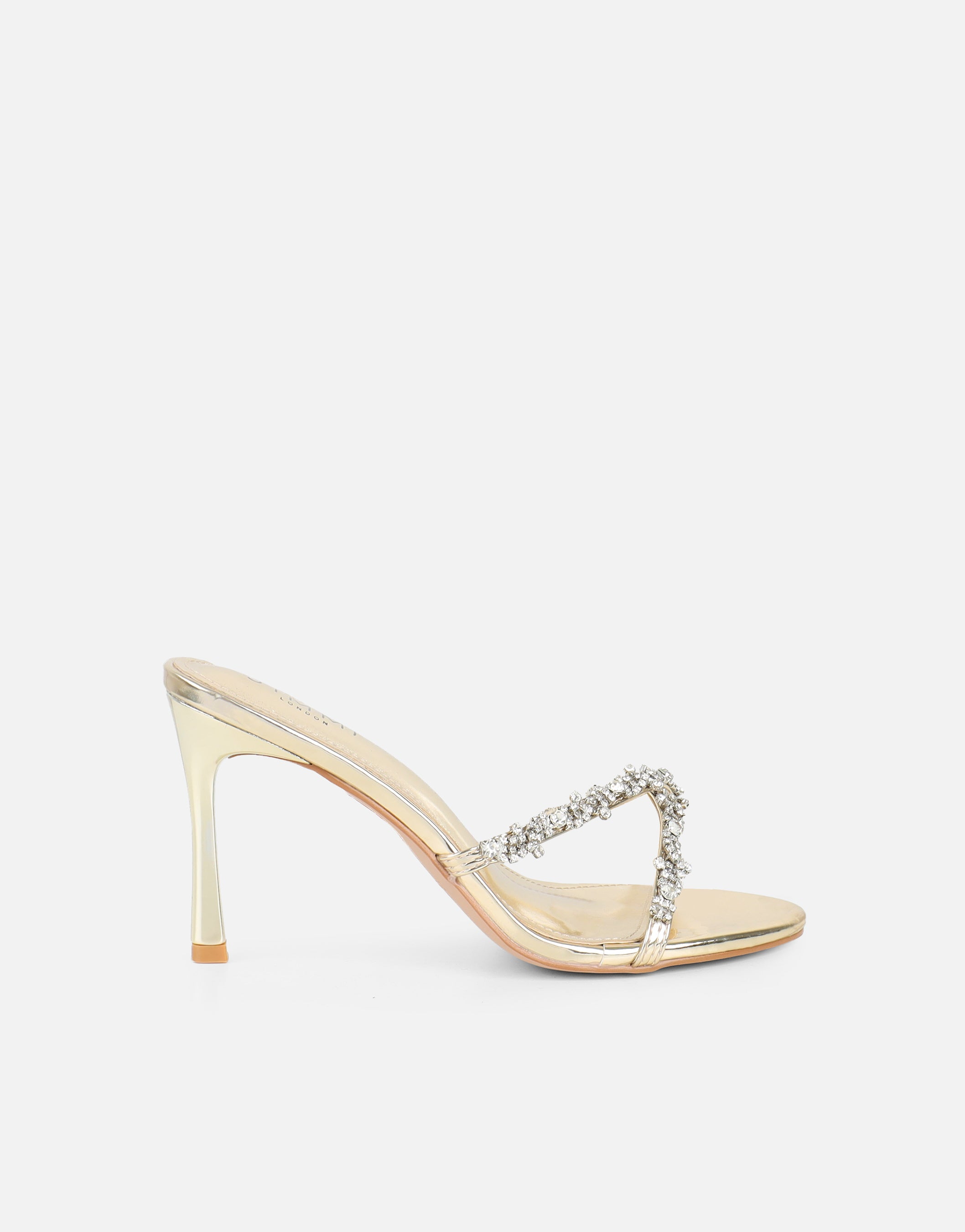 Keely Gold Mirror Diamante Crossover Mules | SIMMI London