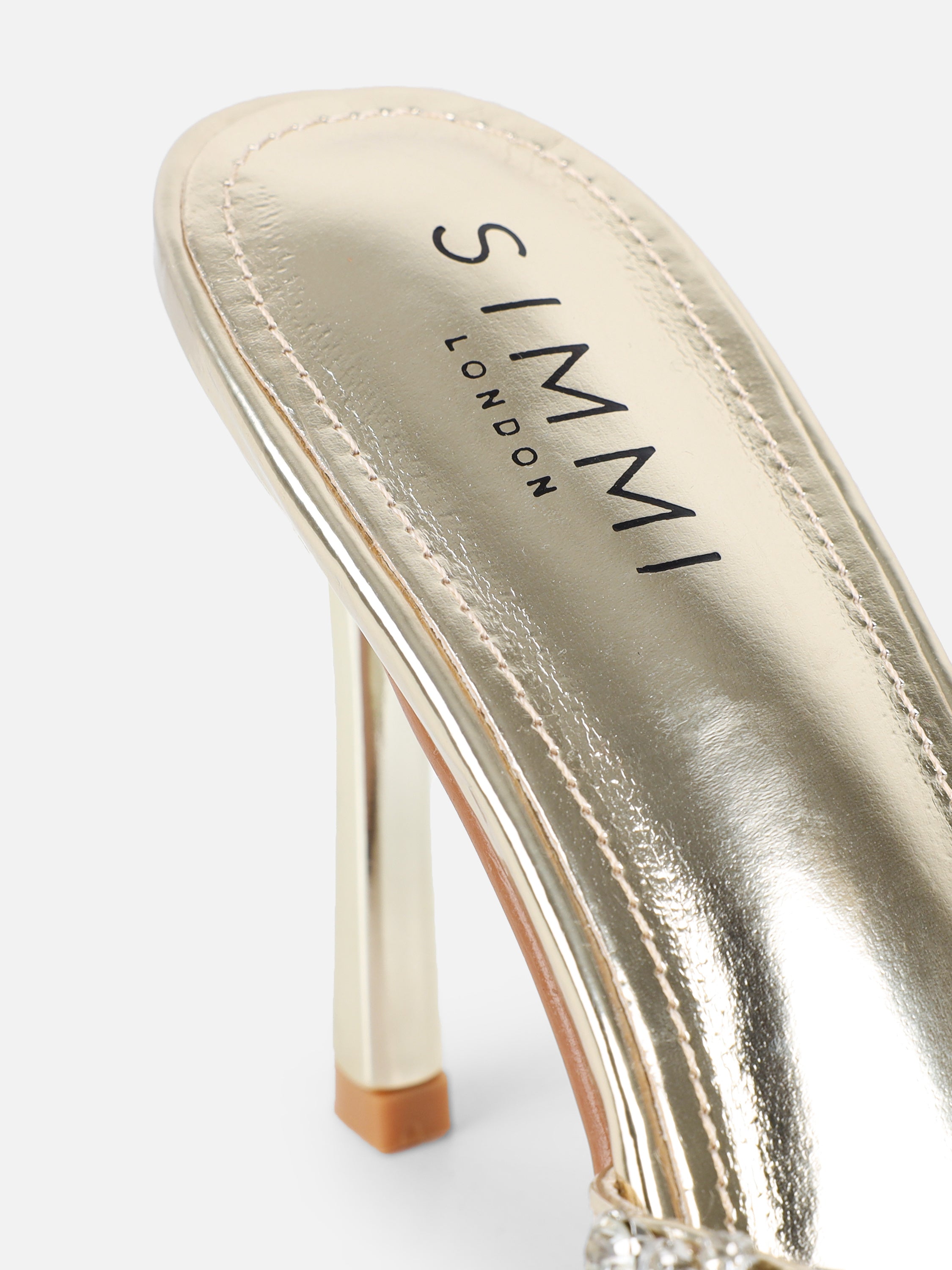 Keely Gold Mirror Diamante Crossover Mules | SIMMI London