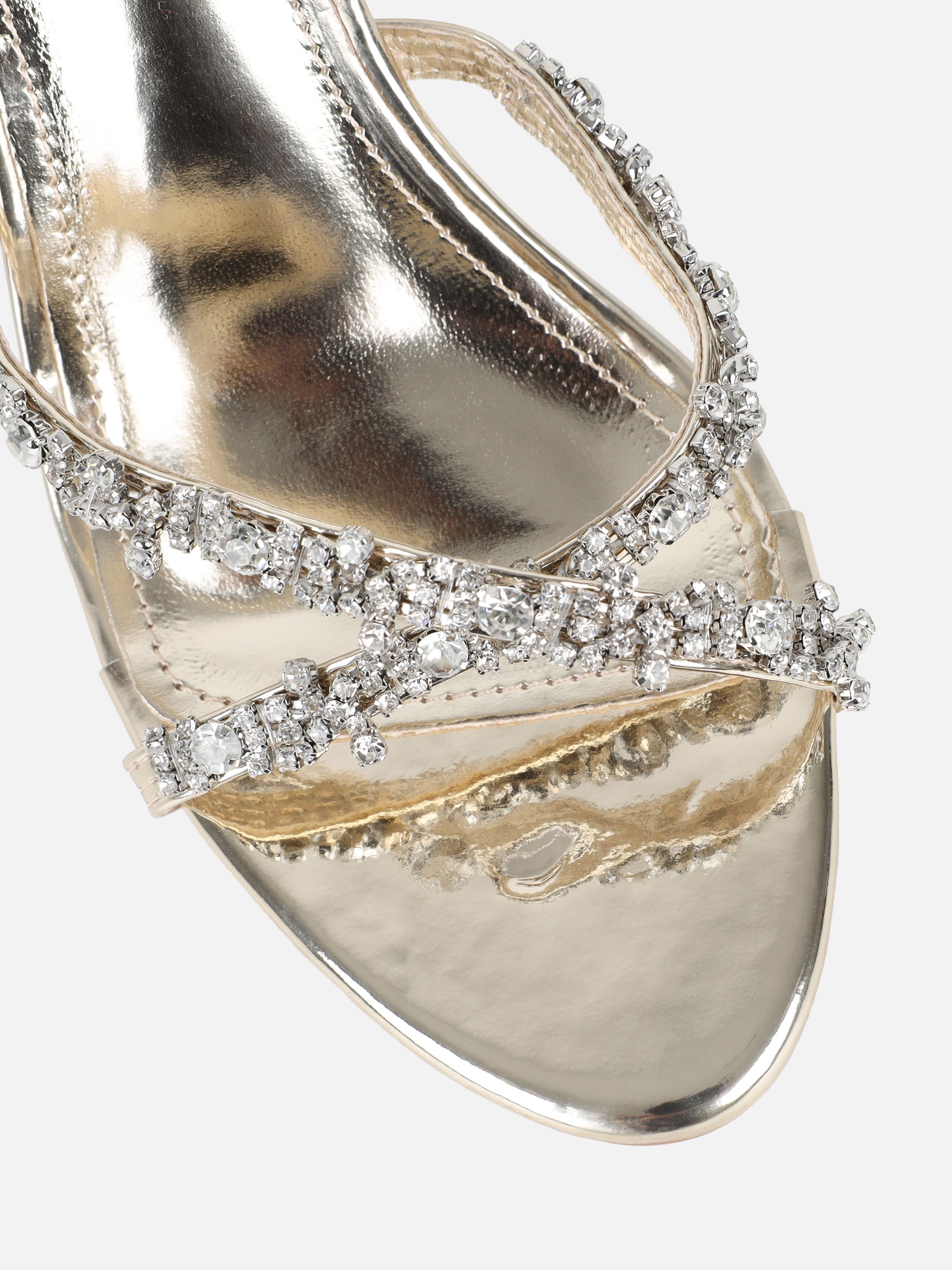 Keely Gold Mirror Diamante Crossover Mules | SIMMI London