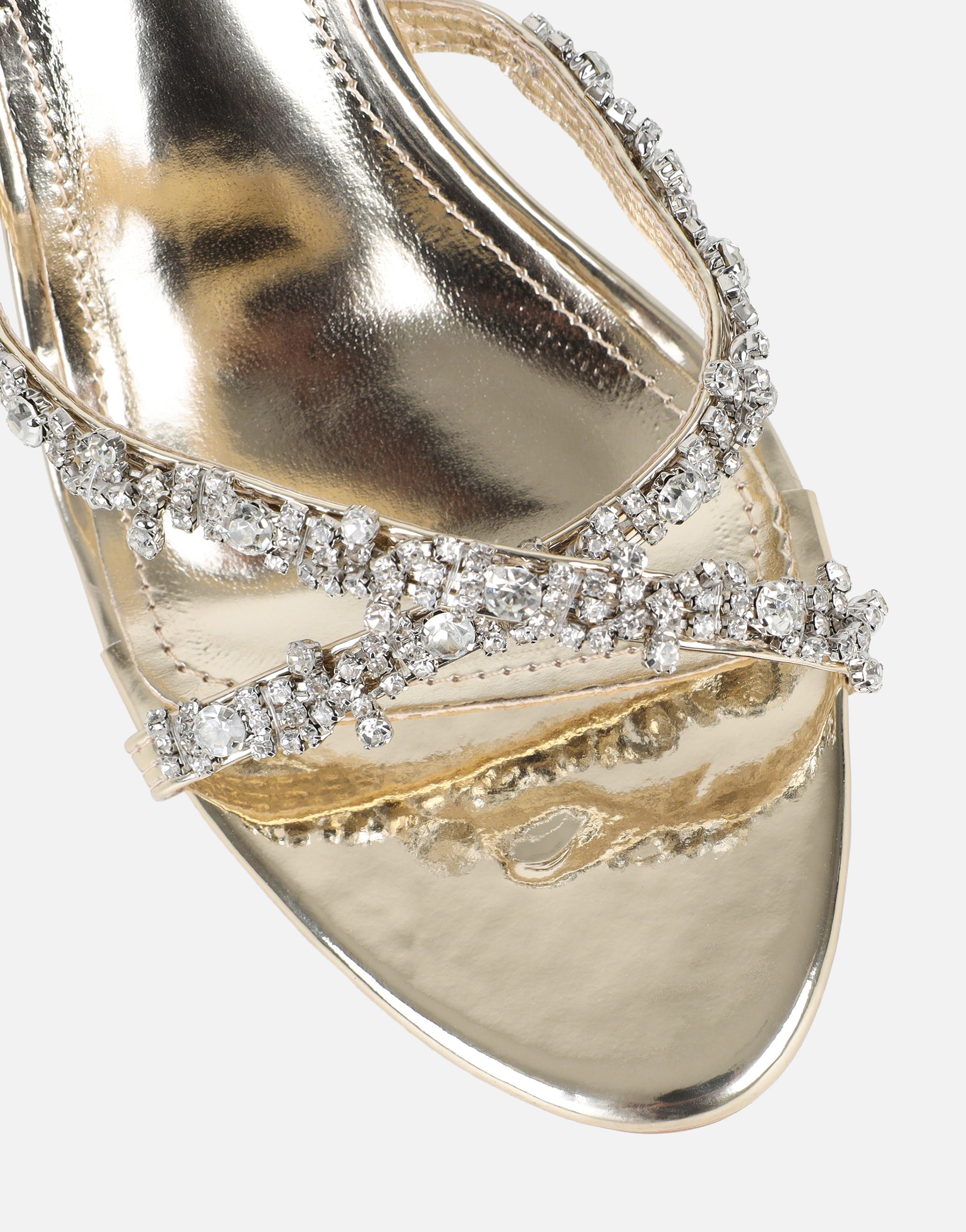 Keely Gold Mirror Diamante Crossover Mules | SIMMI London