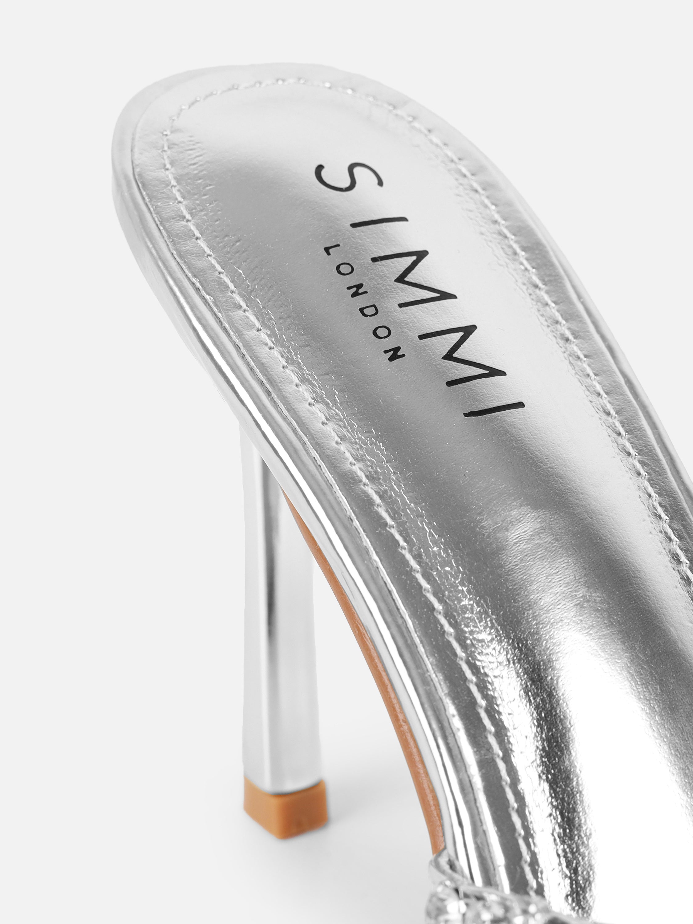Keely Silver Mirror Diamante Crossover Mules | SIMMI London