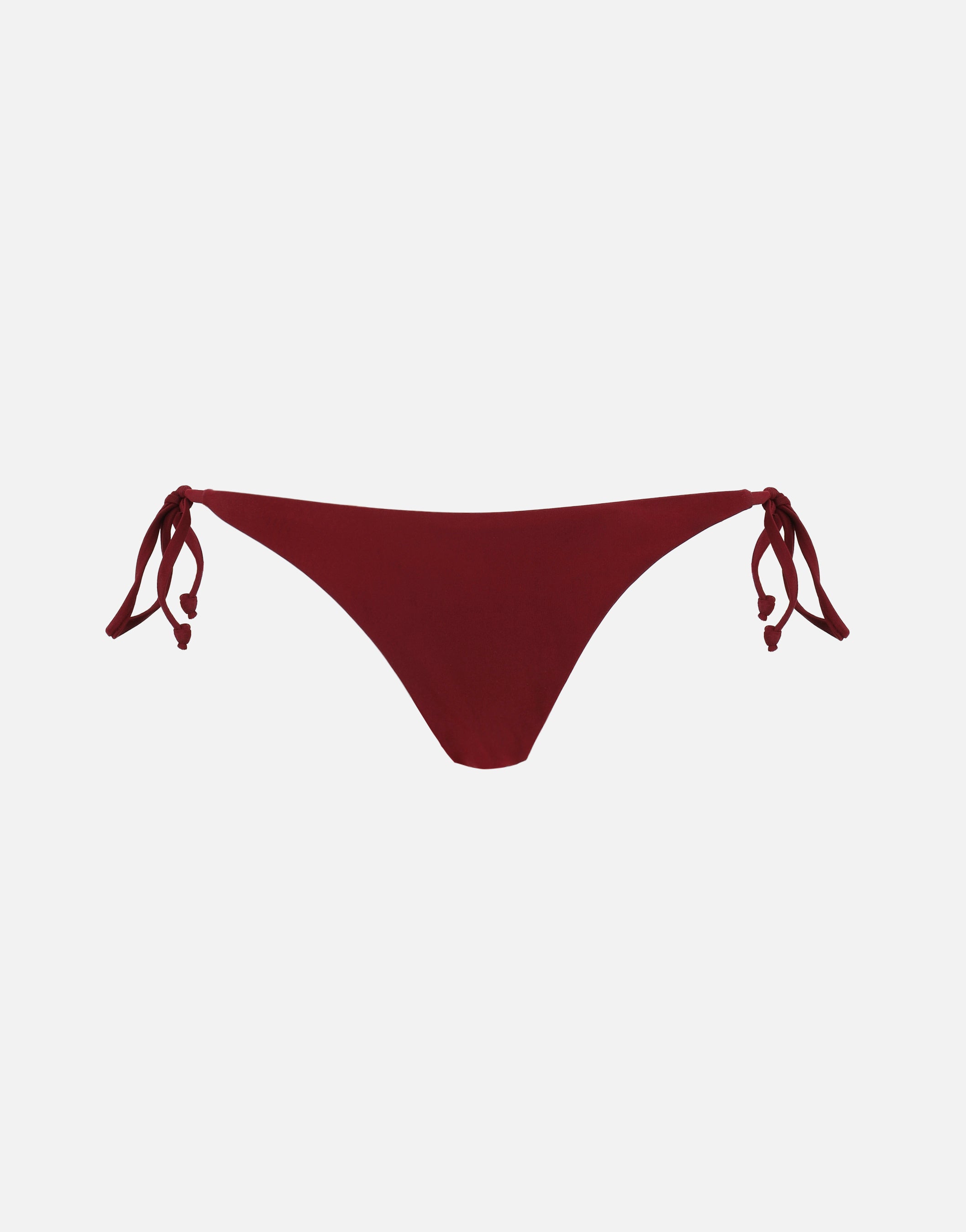 Kayla Tie Side Bikini Bottoms with Bead Detail in burgundy | SIMMI London