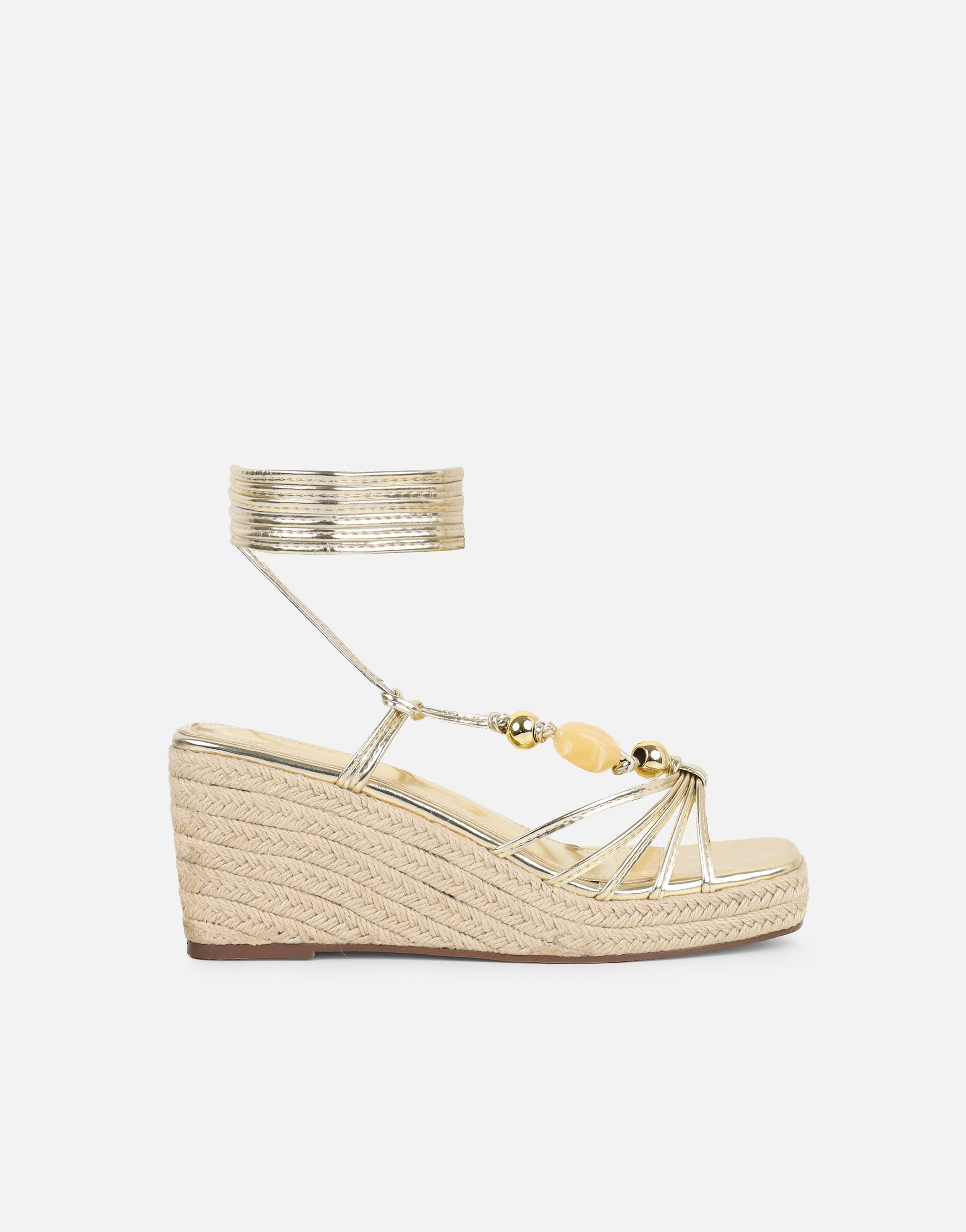 Lago Gold Metalic Wedge Sandals | SIMMI London