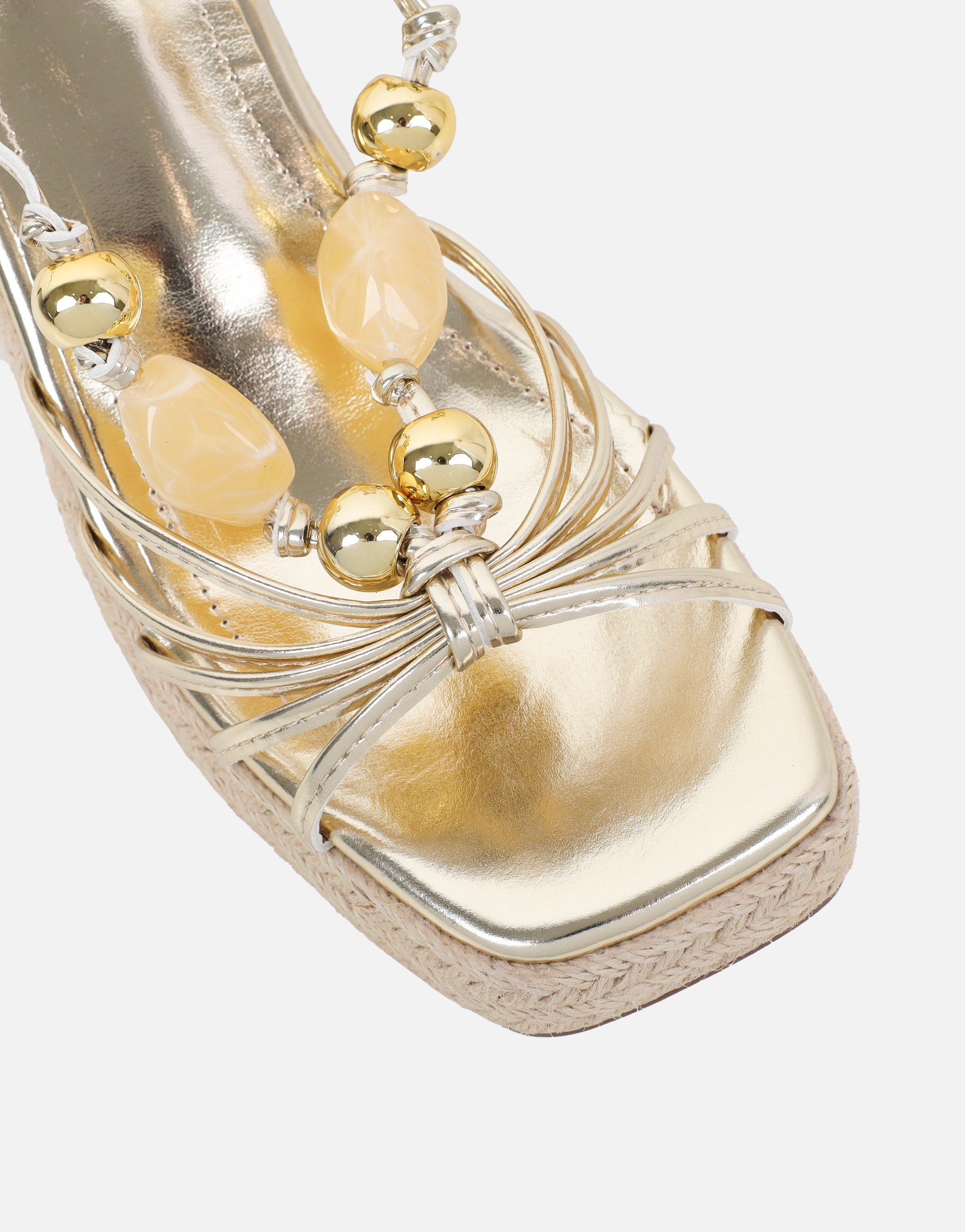 Lago Gold Metalic Wedge Sandals | SIMMI London