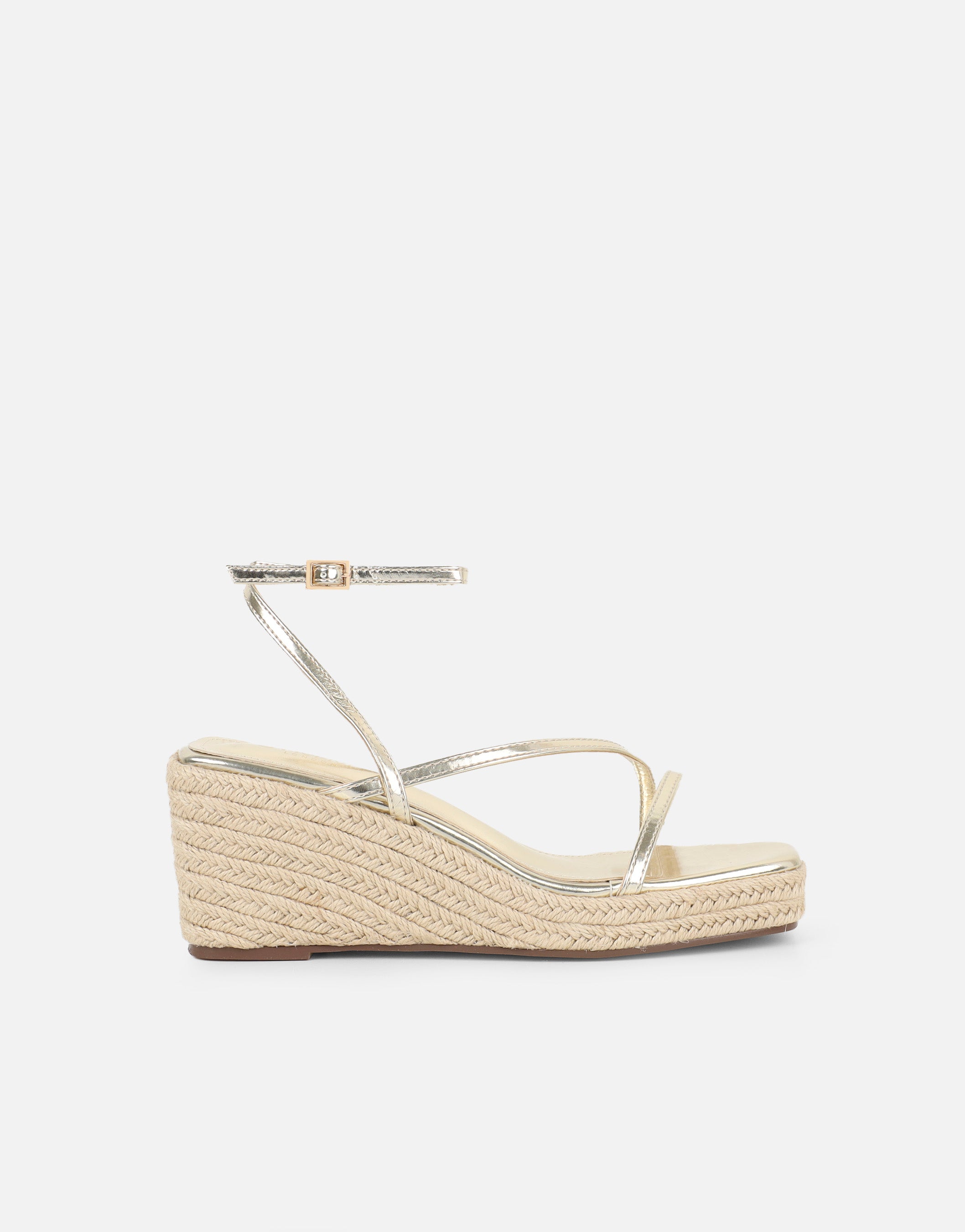Lara Gold Metallic Wedge Heeled Sandals | SIMMI London