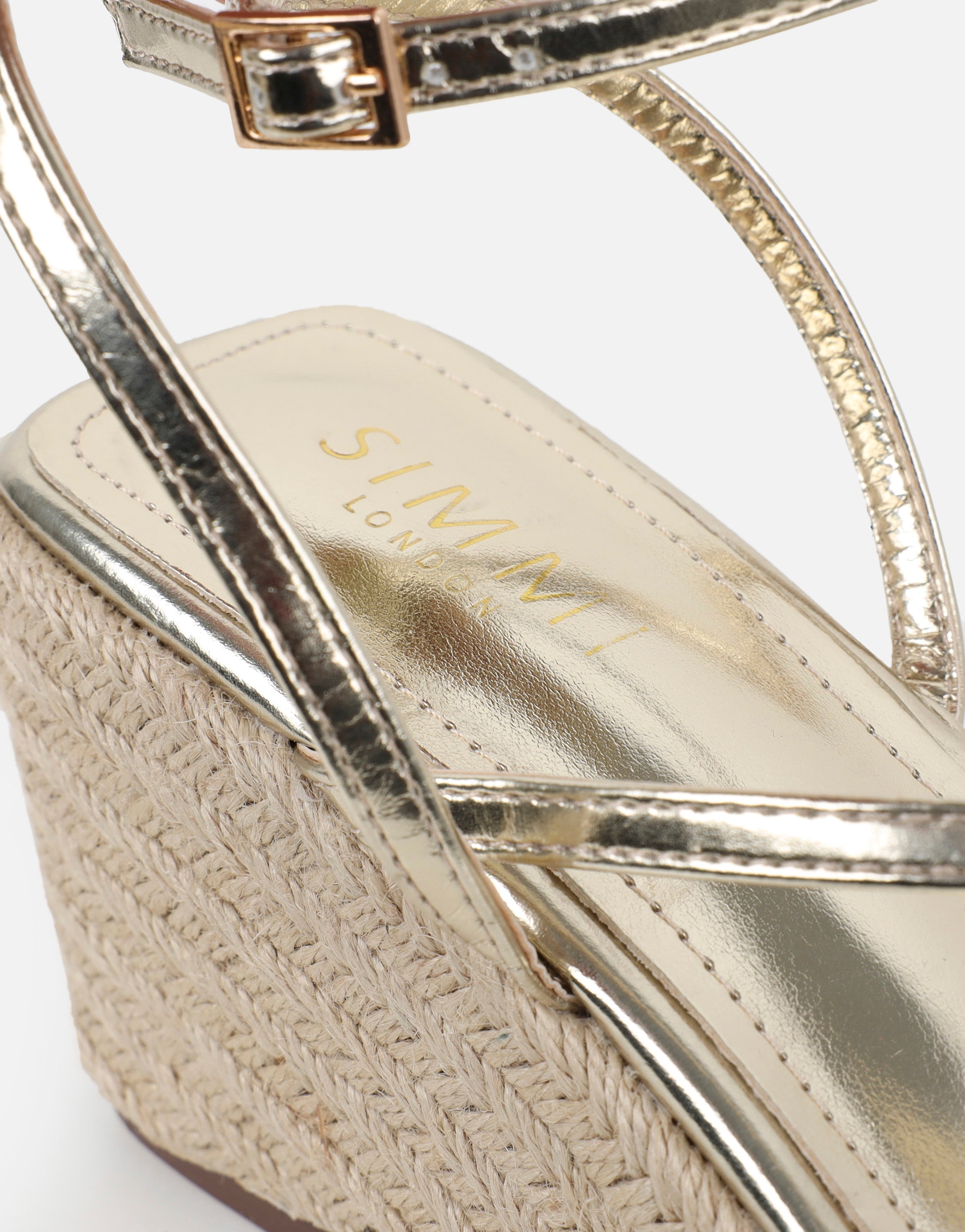 Lara Gold Metallic Wedge Heeled Sandals | SIMMI London