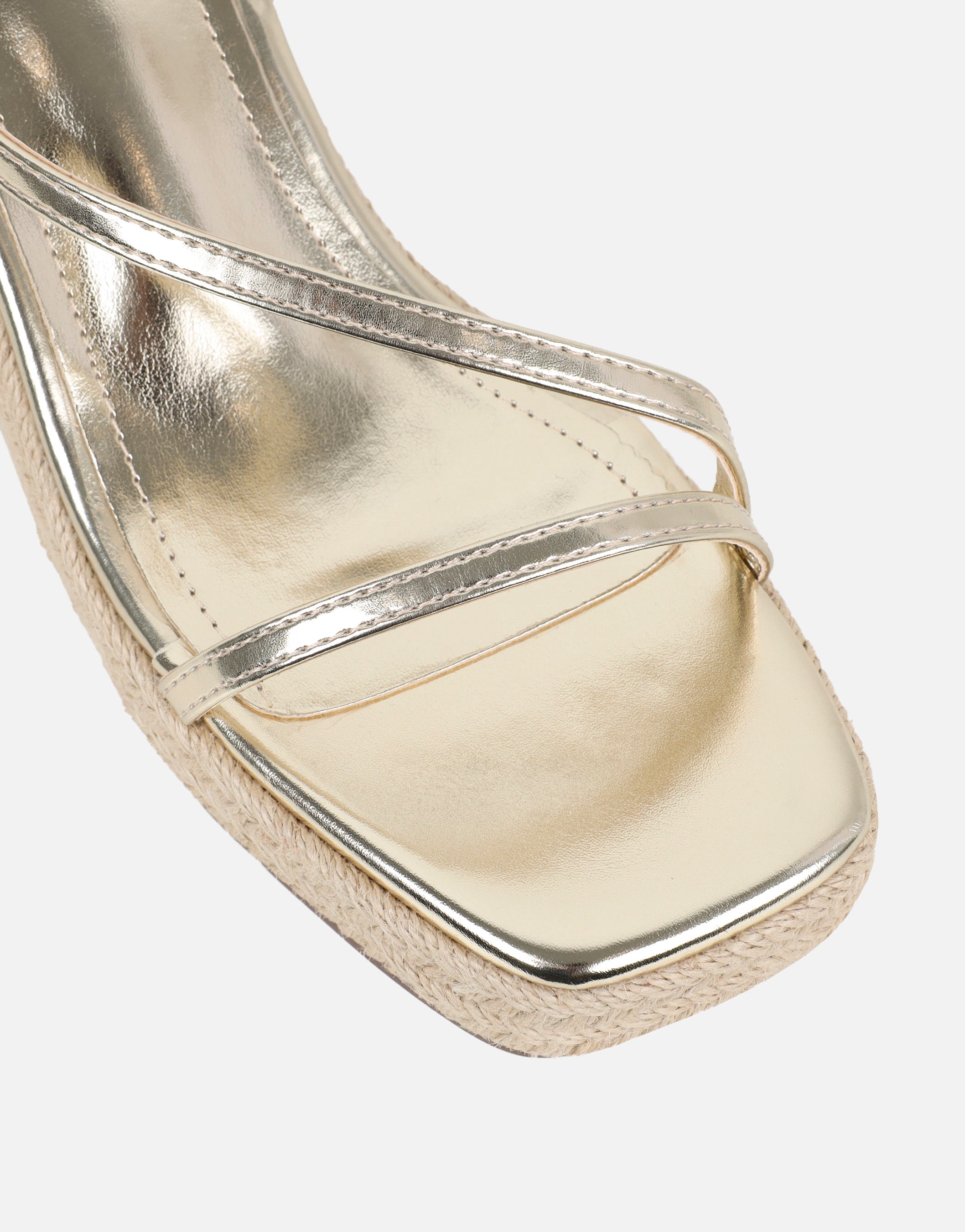 Lara Gold Metallic Wedge Heeled Sandals | SIMMI London