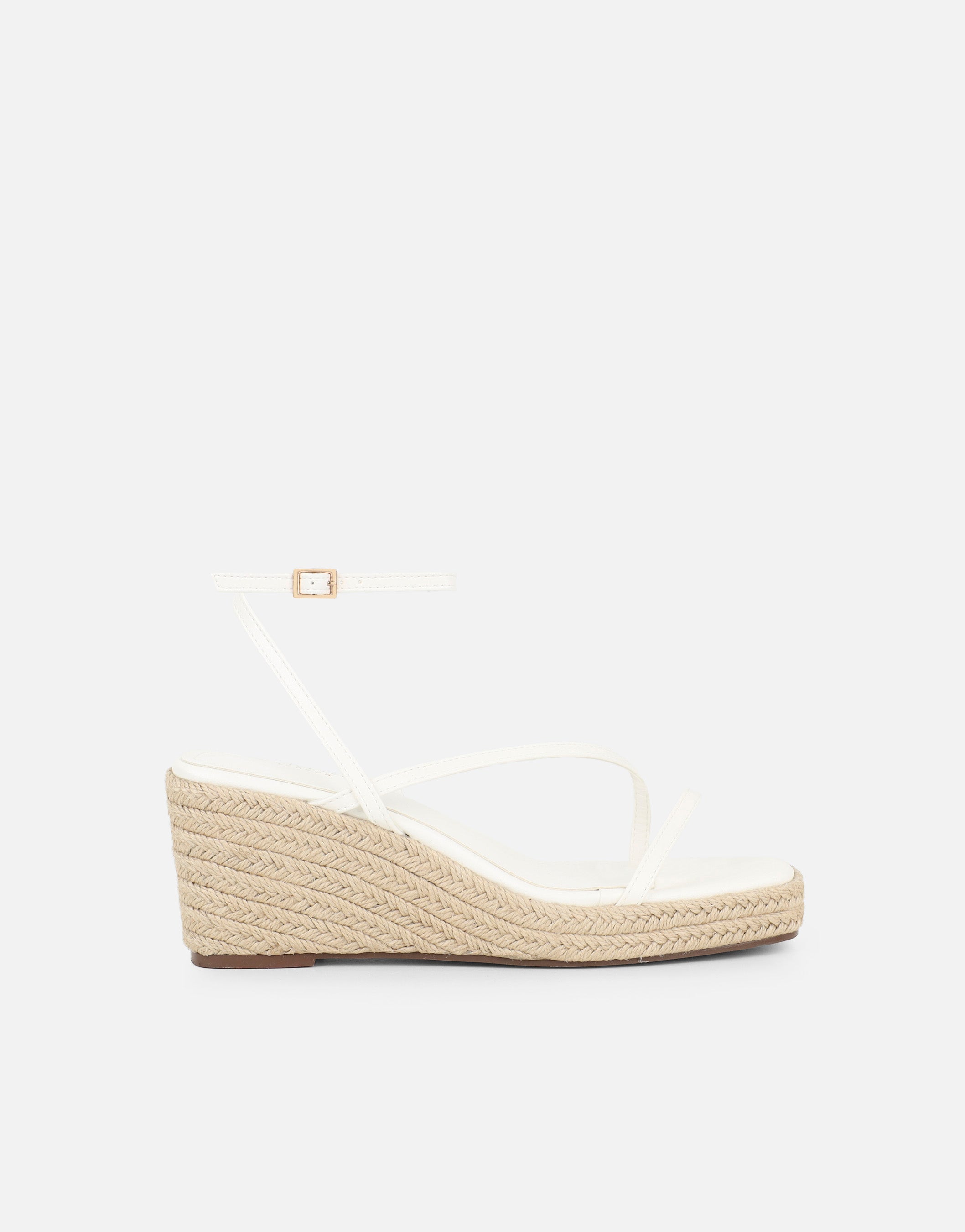 Lara White Wedge Heeled Sandals | SIMMI London