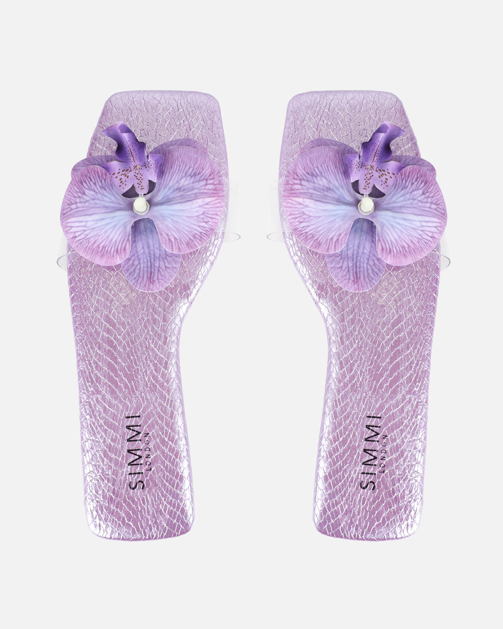 Pina Lilac Snake Flower Slip on Flats | SIMMI London