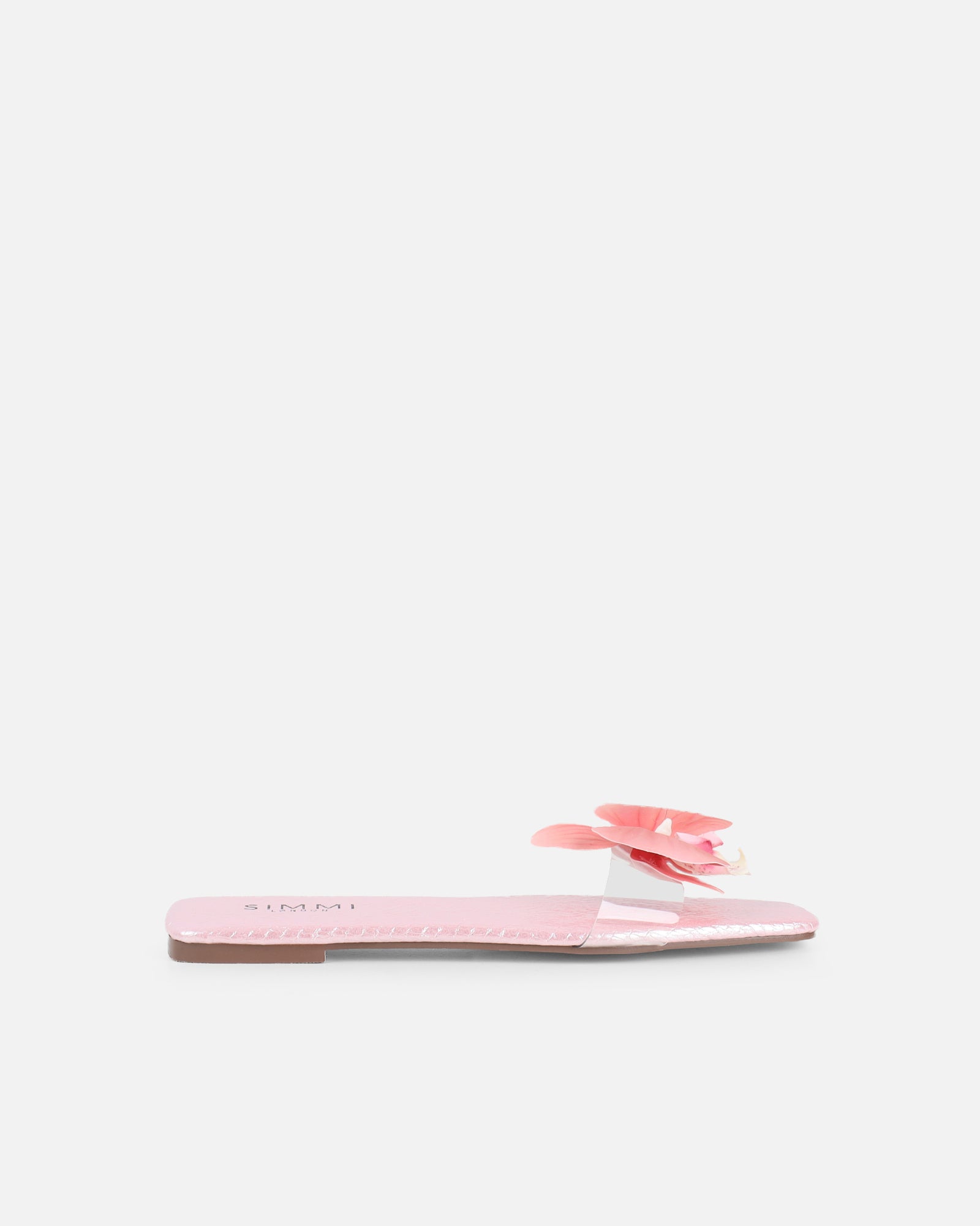 Pina Pink Snake Flower Slip on Flats | SIMMI London