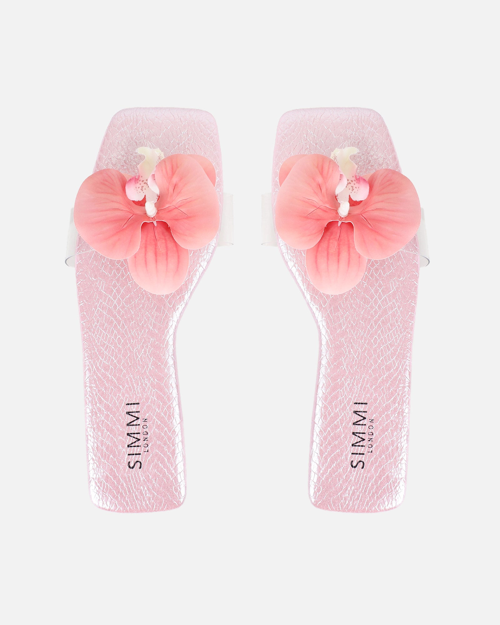 Pina Pink Snake Flower Slip on Flats | SIMMI London