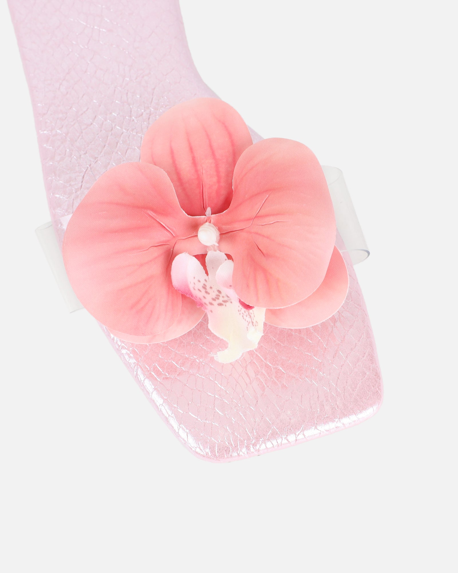 Pina Pink Snake Flower Slip on Flats | SIMMI London